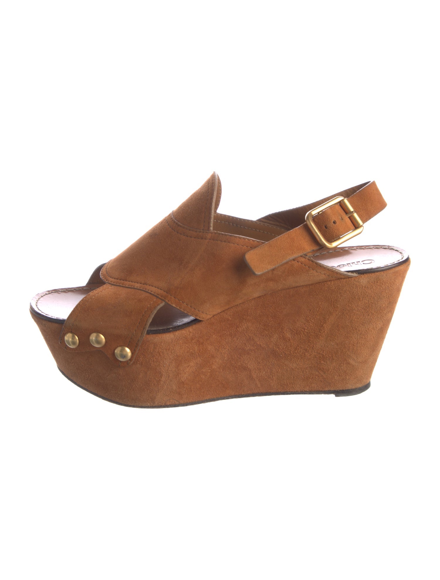 Chloé Suede Studded Accents Slingback Sandals