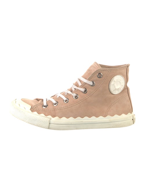 Chloé Suede Scalloped Accent Sneakers