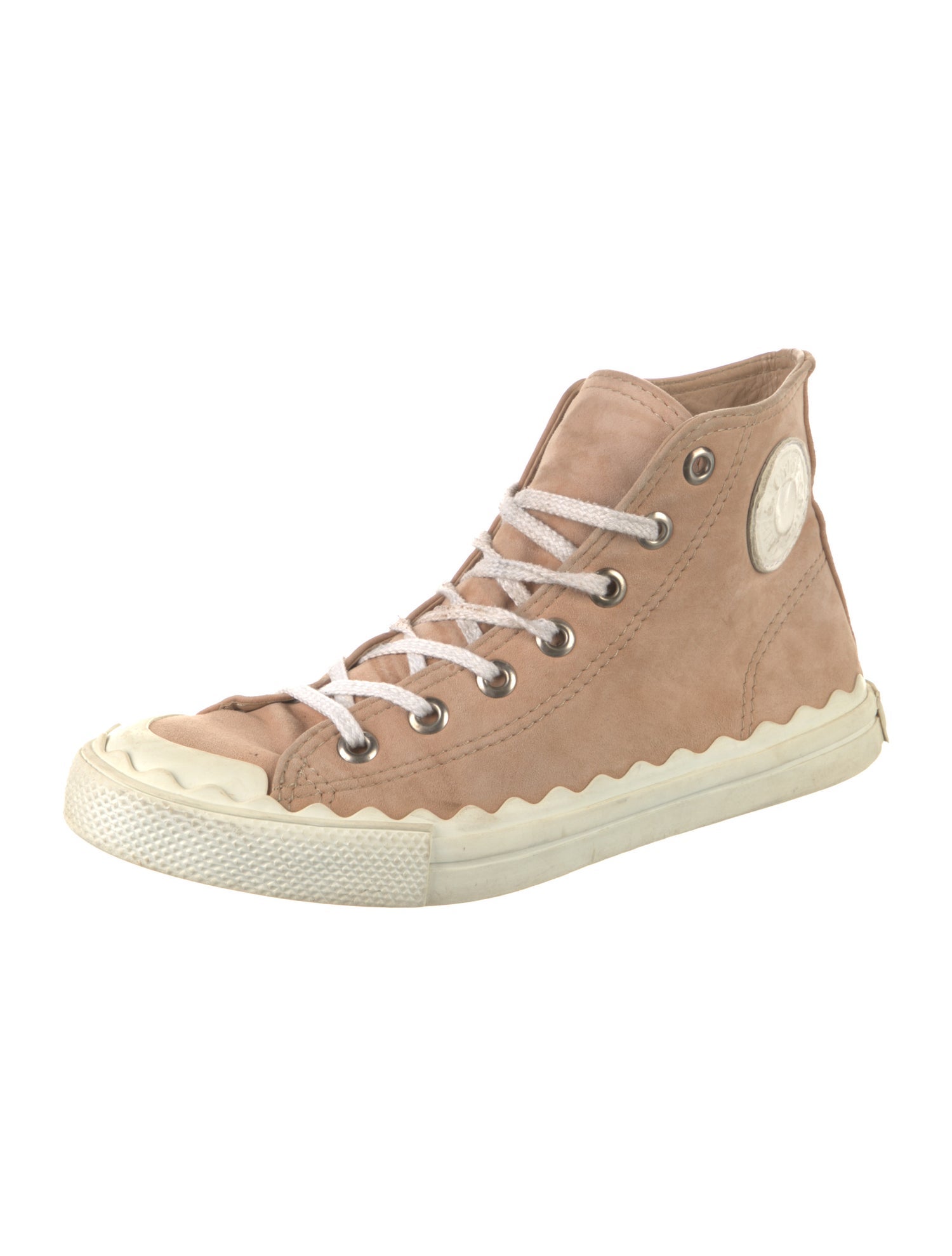 Chloé Suede Scalloped Accent Sneakers