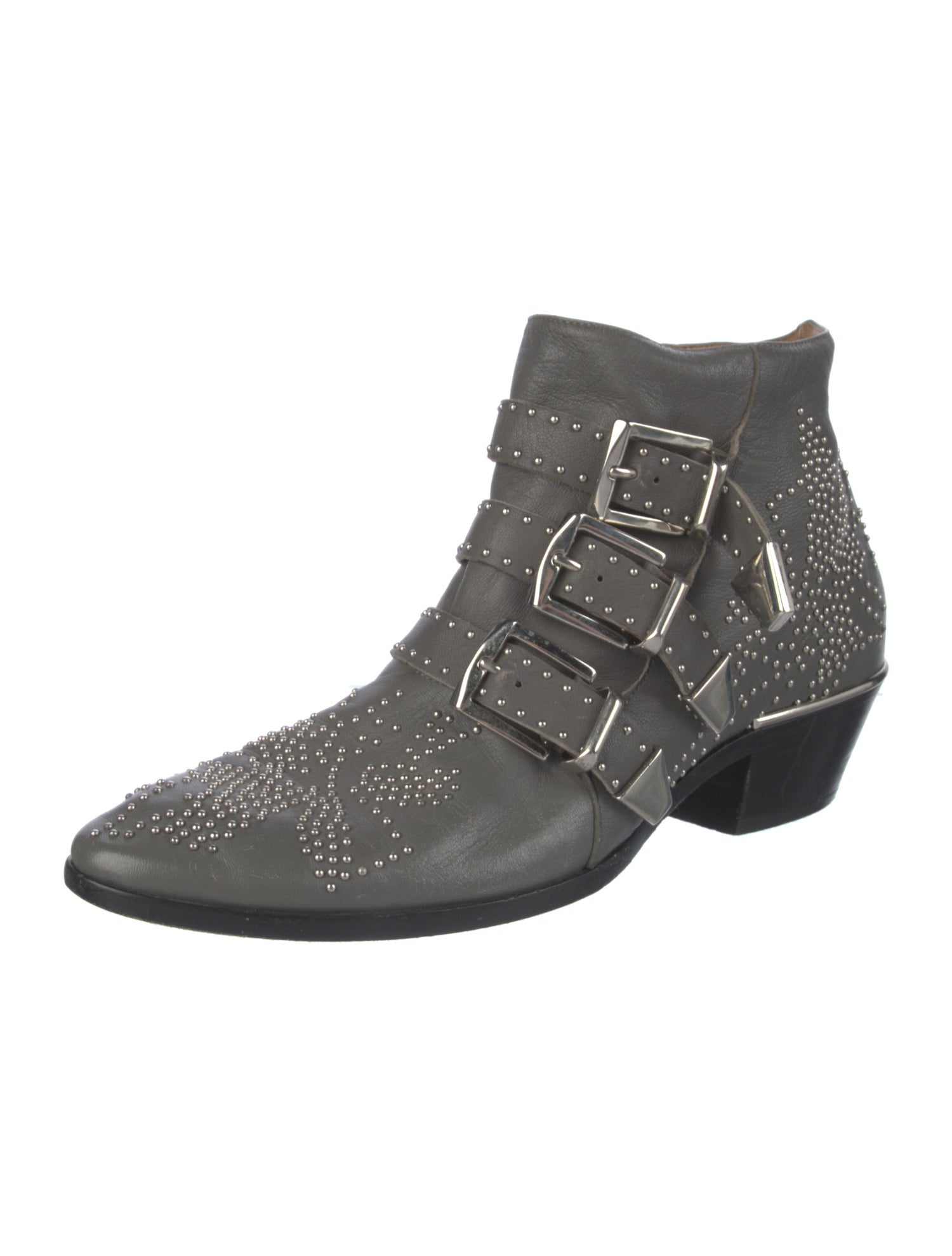 Chloé Leather Studded Accents Boots