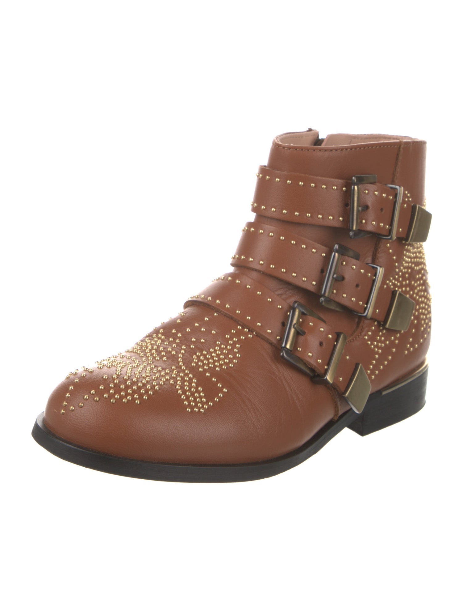 Chloé Leather Studded Accents Moto Boots