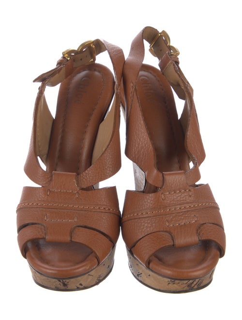 Chloé Leather Cutout Accent Slingback Sandals