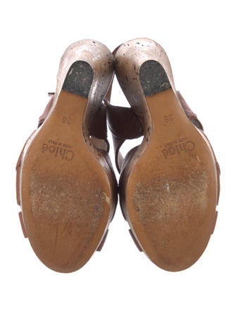 Chloé Leather Cutout Accent Slingback Sandals