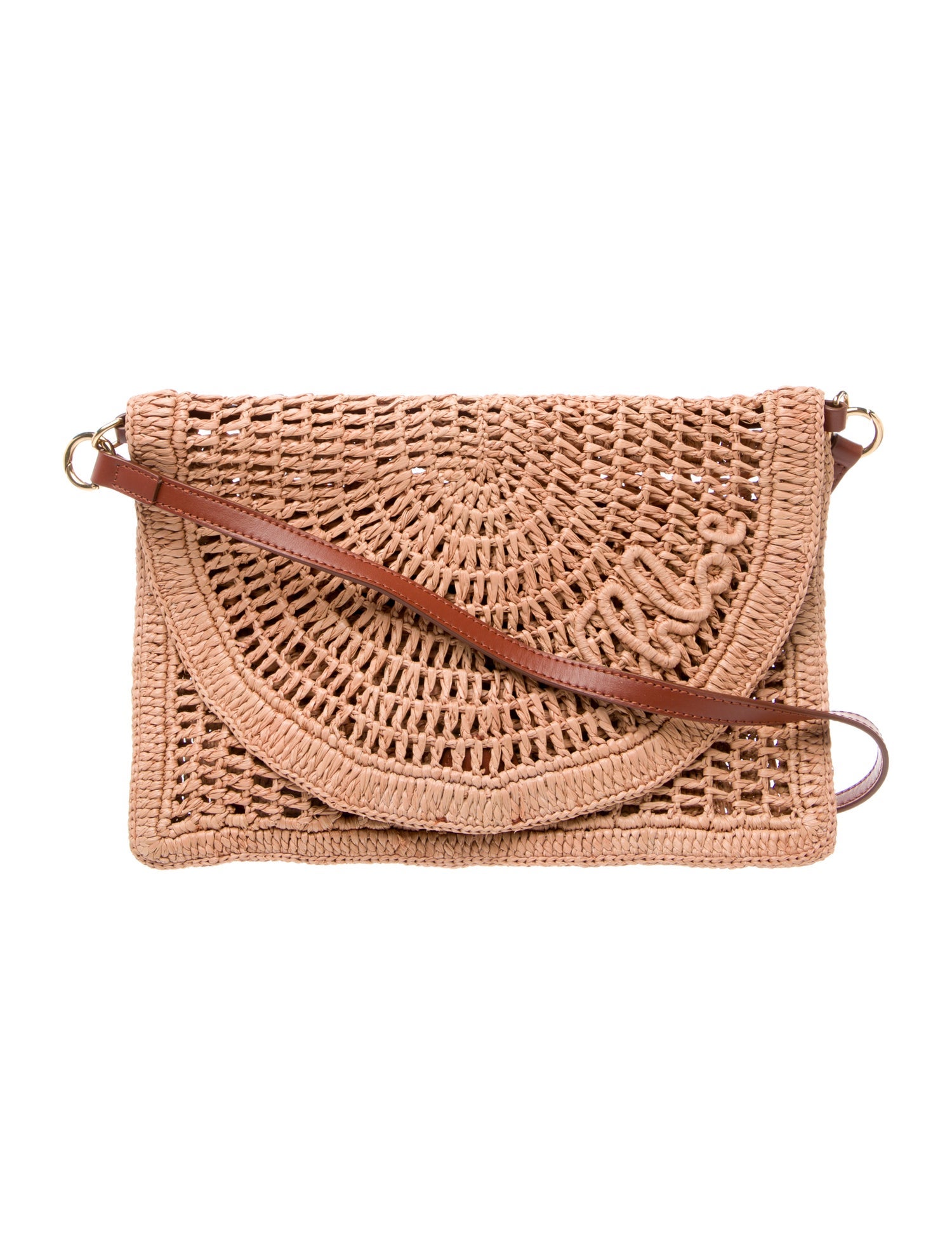Chloé Raffia Summer Banana flat pouch