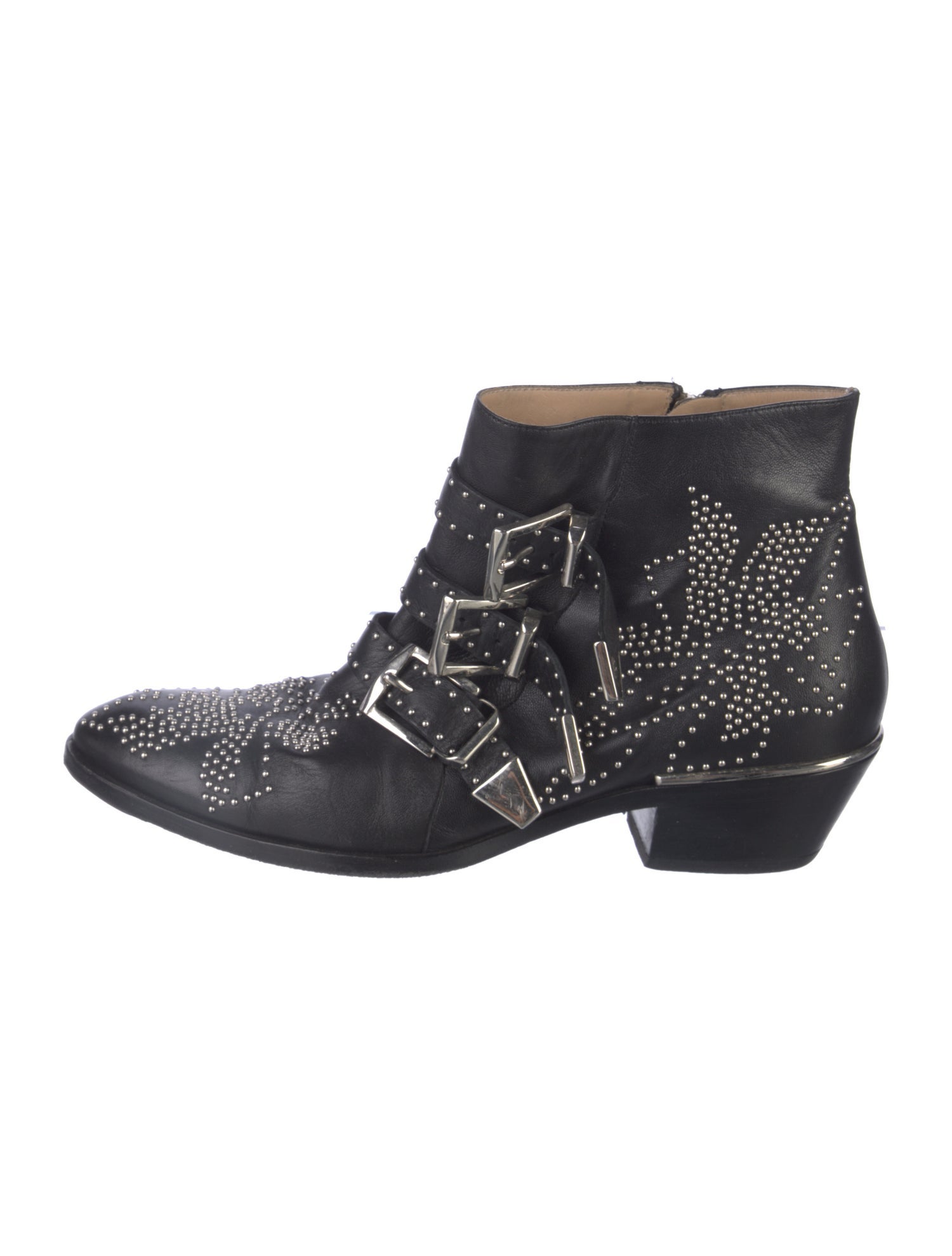 Chloé Leather Studded Accents Western Boots
