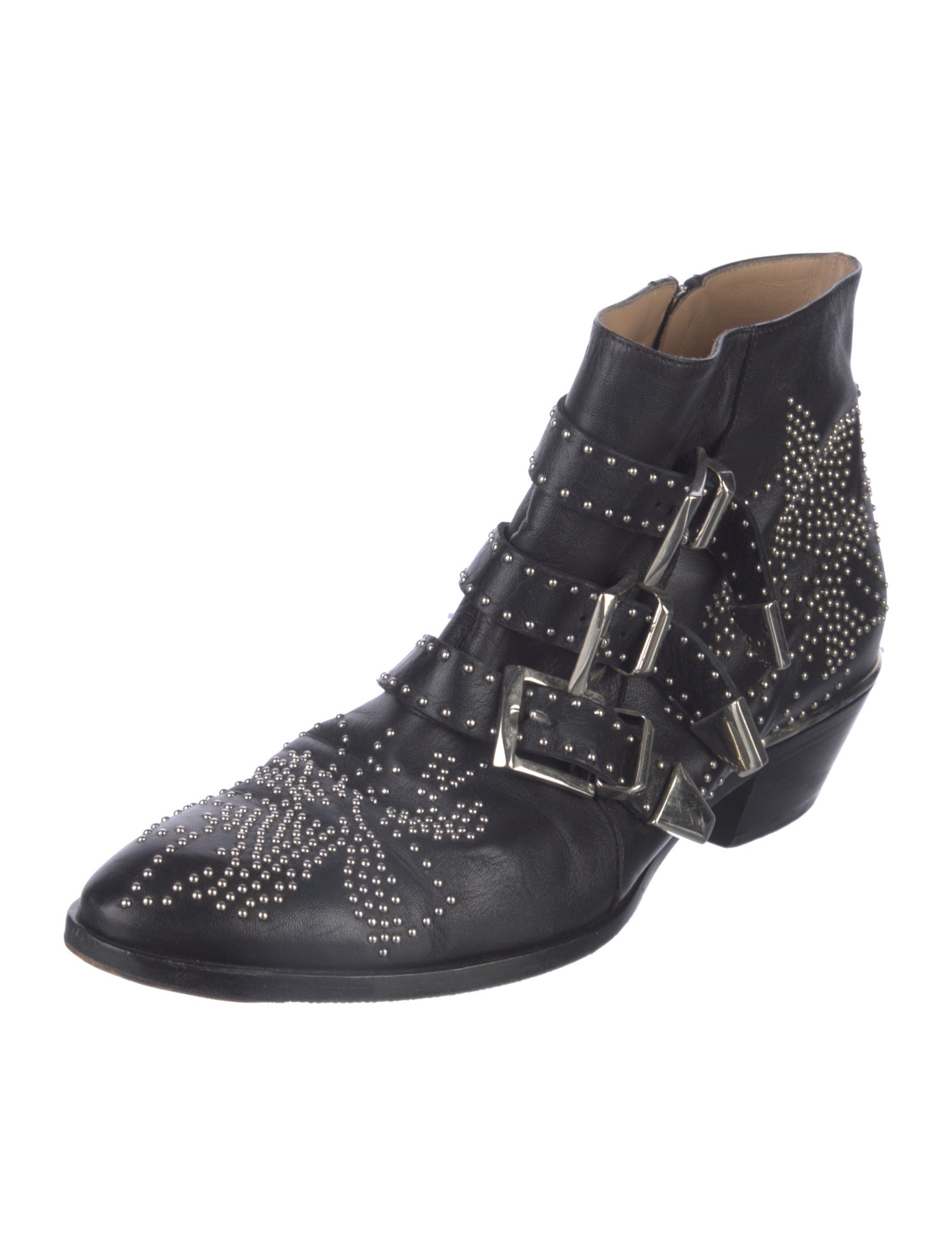 Chloé Leather Studded Accents Western Boots