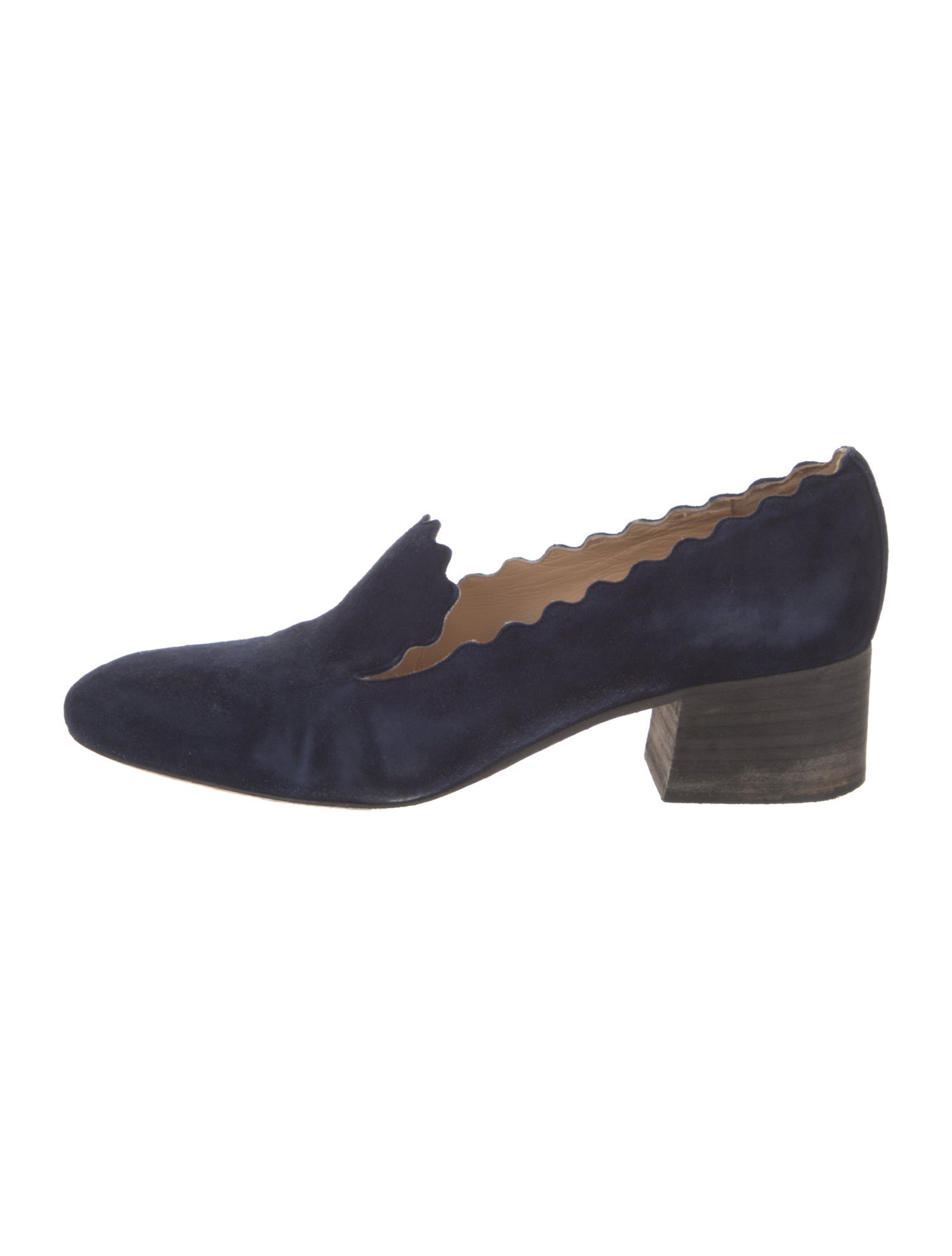 Chloé Suede Scalloped Accent Flats