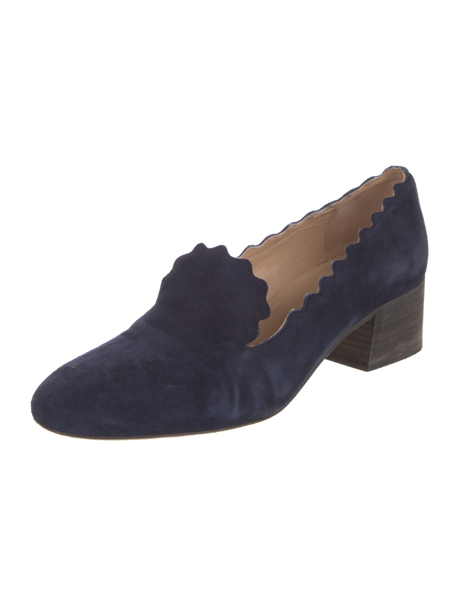 Chloé Suede Scalloped Accent Flats