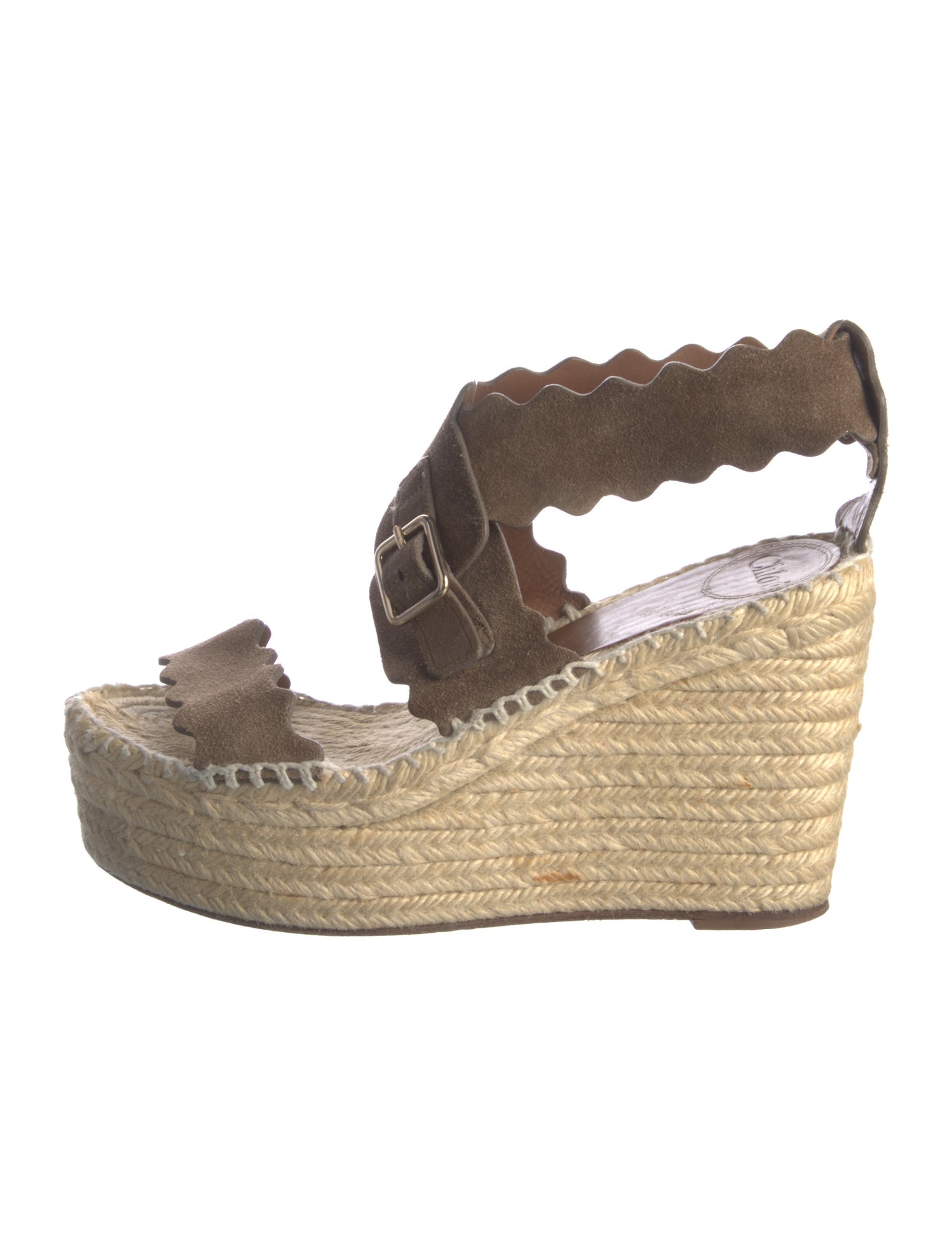 Chloé Suede Whipstitch Trim Espadrilles