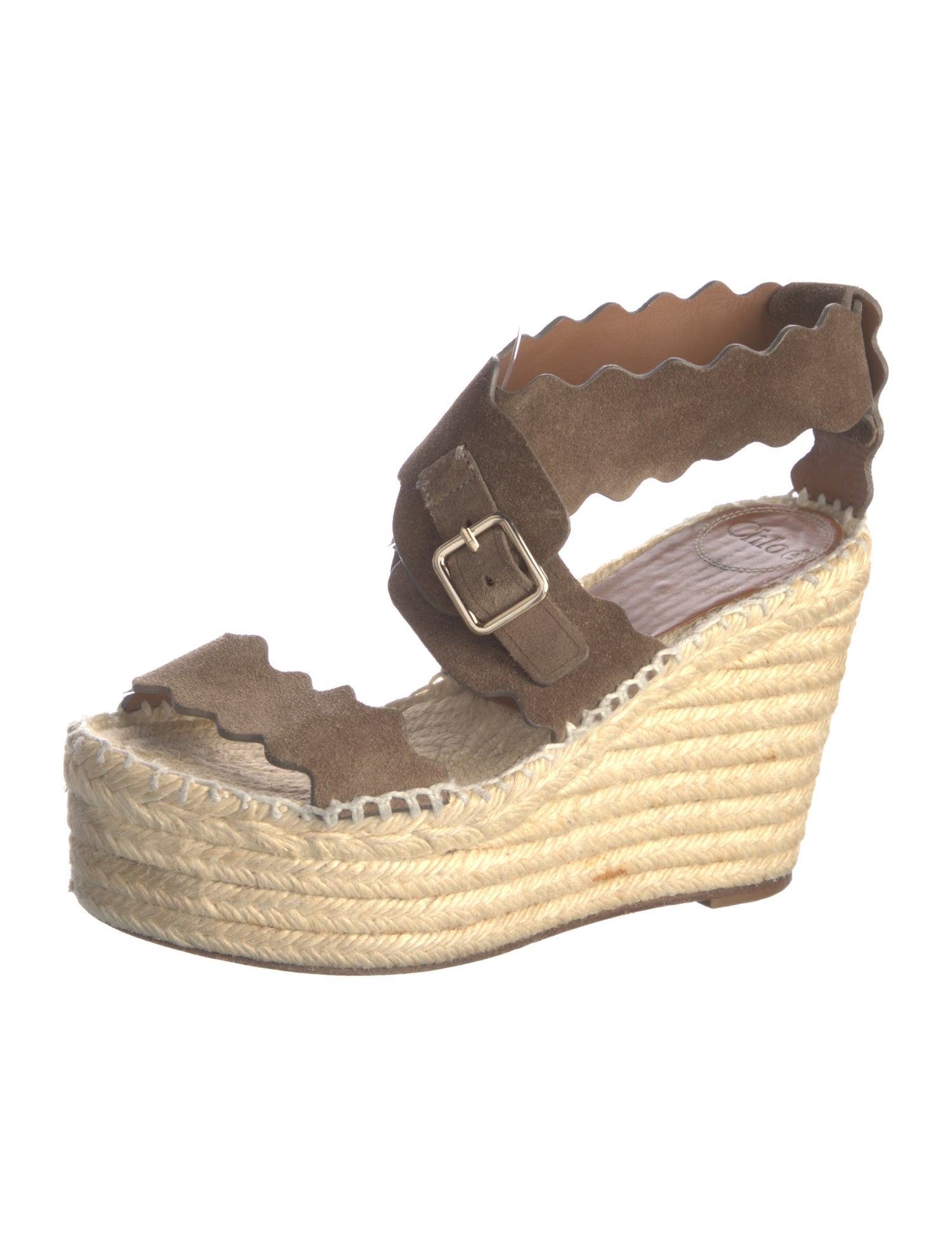 Chloé Suede Whipstitch Trim Espadrilles