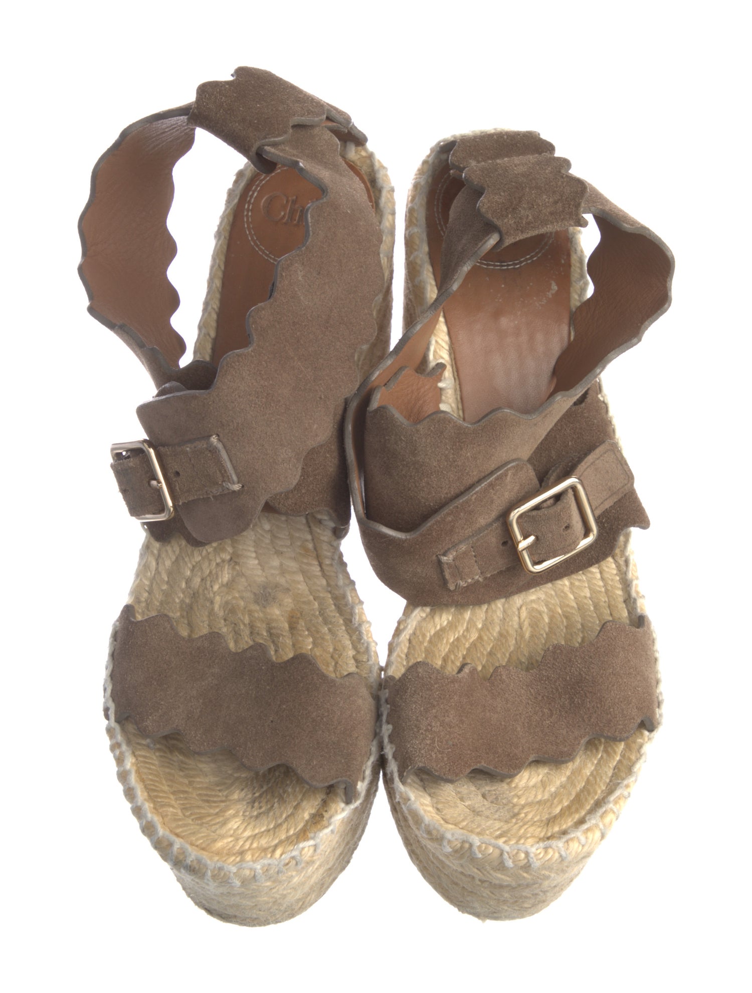 Chloé Suede Whipstitch Trim Espadrilles