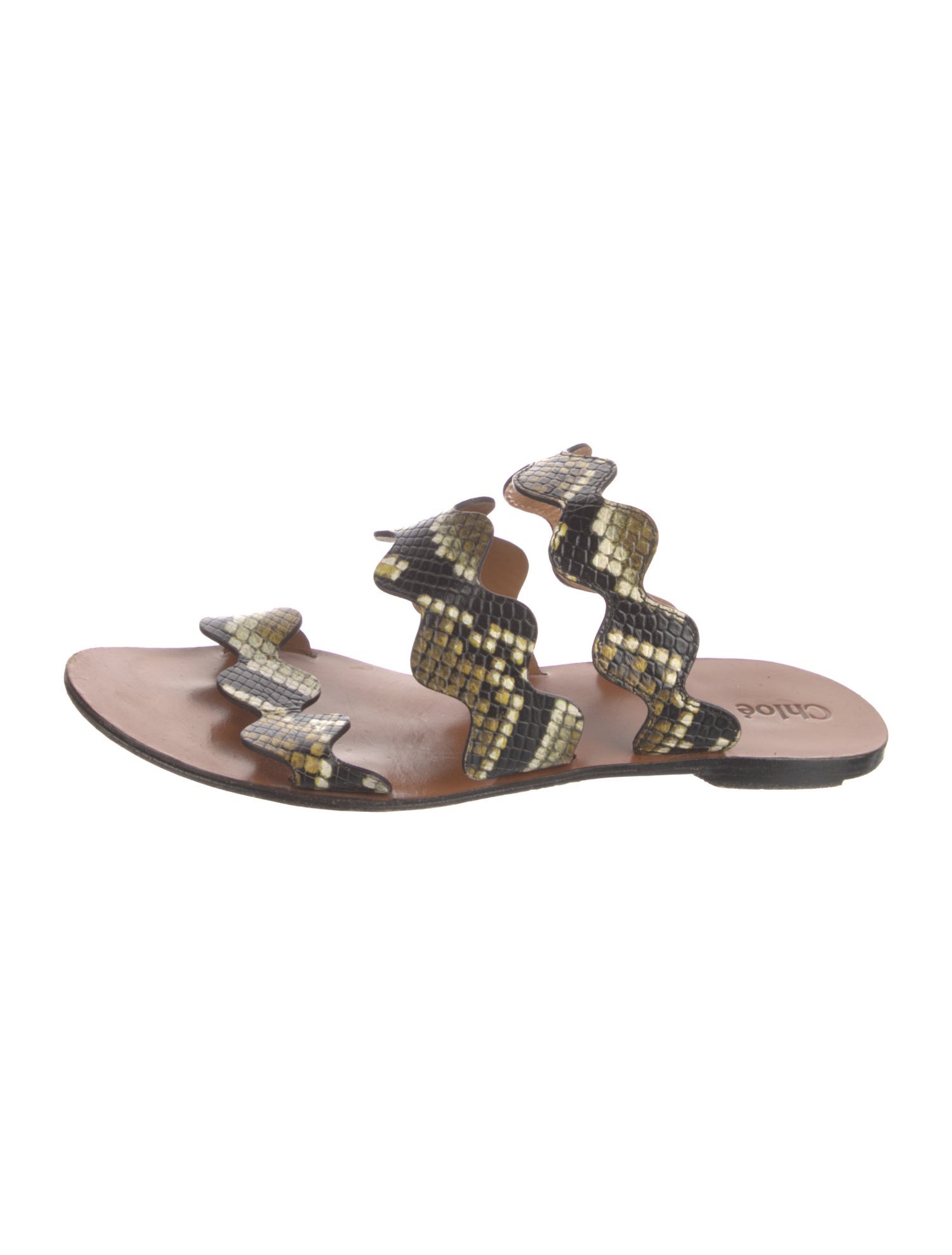 Chloé Leather Animal Print Slides