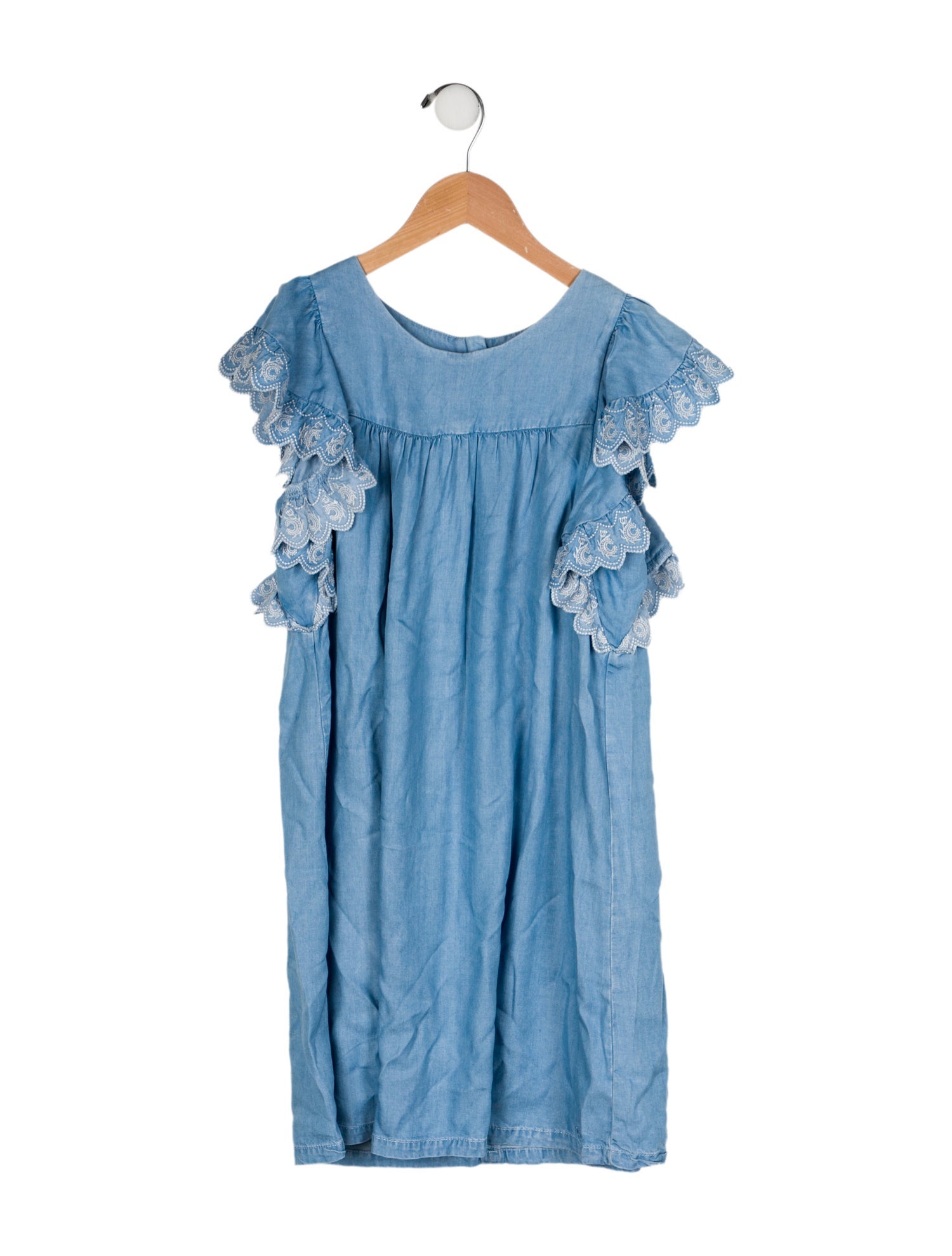 Chloé Girls' Embroidered Accent Short Sleeve Dress