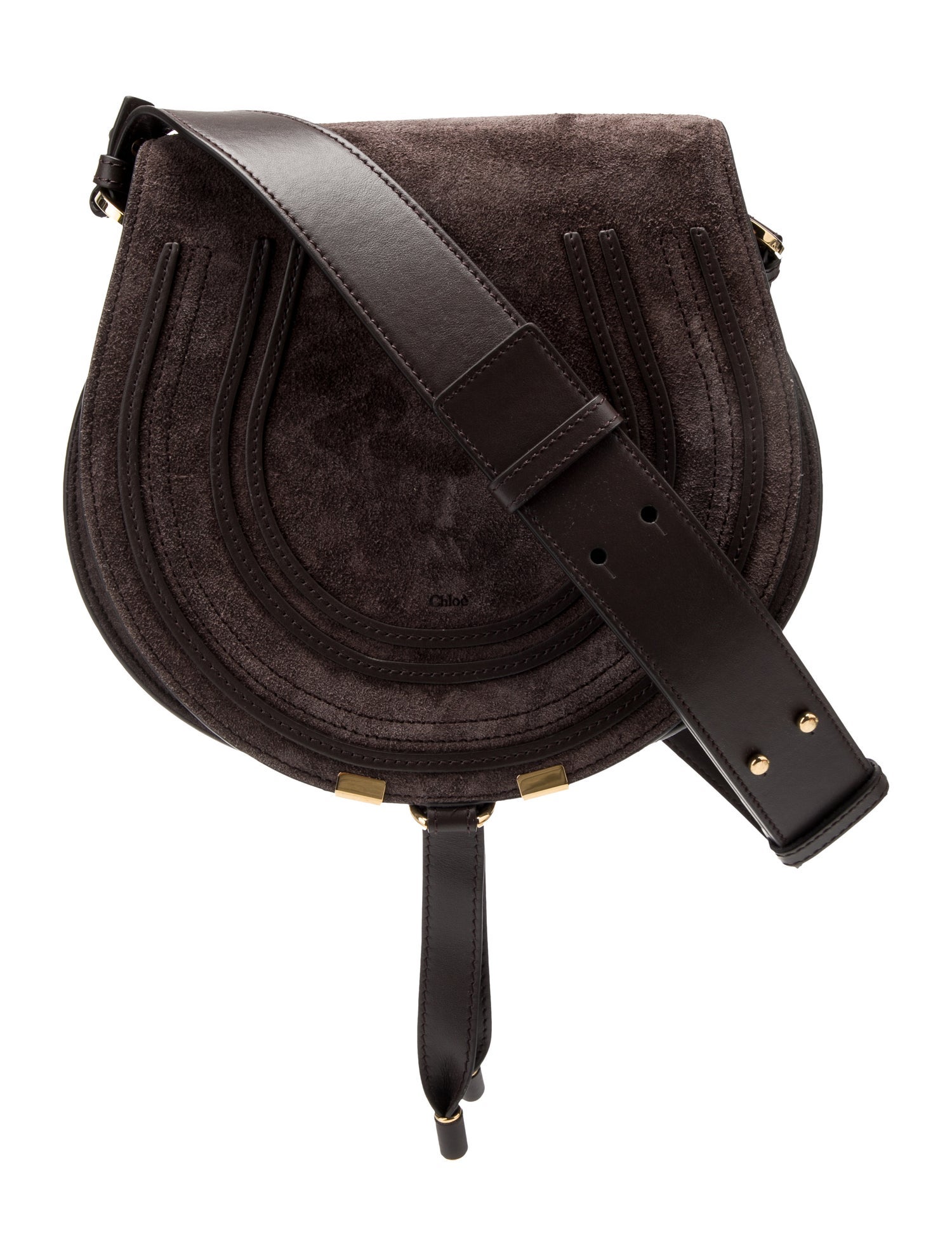 Chloé Suede CHLOÉ Marcie leather-trimmed suede shoulder bag Small w/ Tags