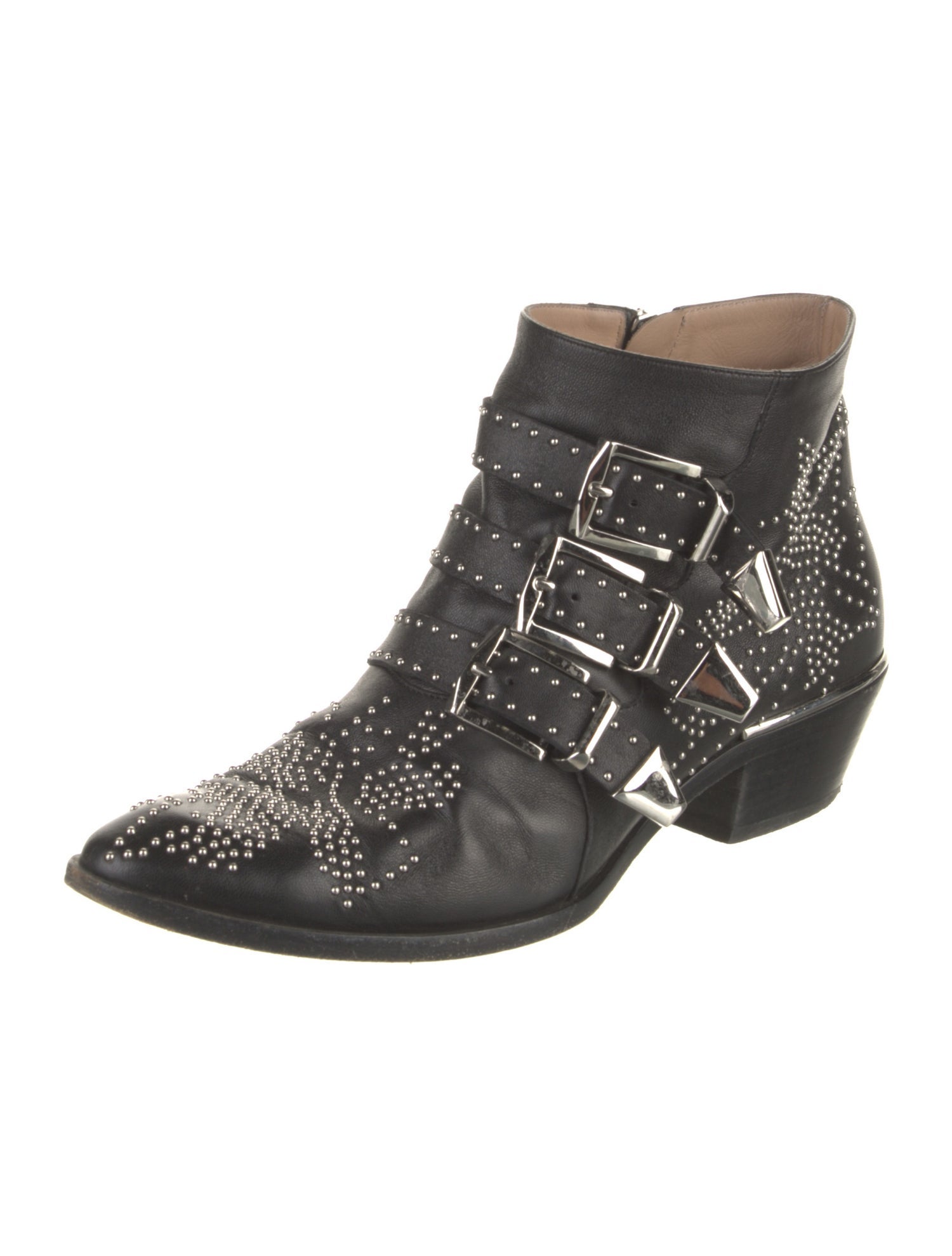 Chloé Leather Studded Accents Western Boots