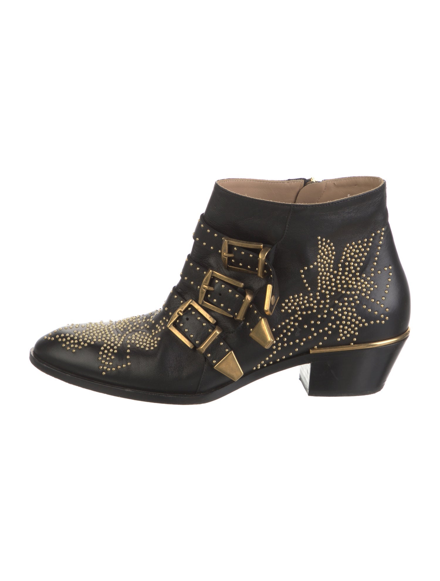 Chloé Leather Studded Accents Boots