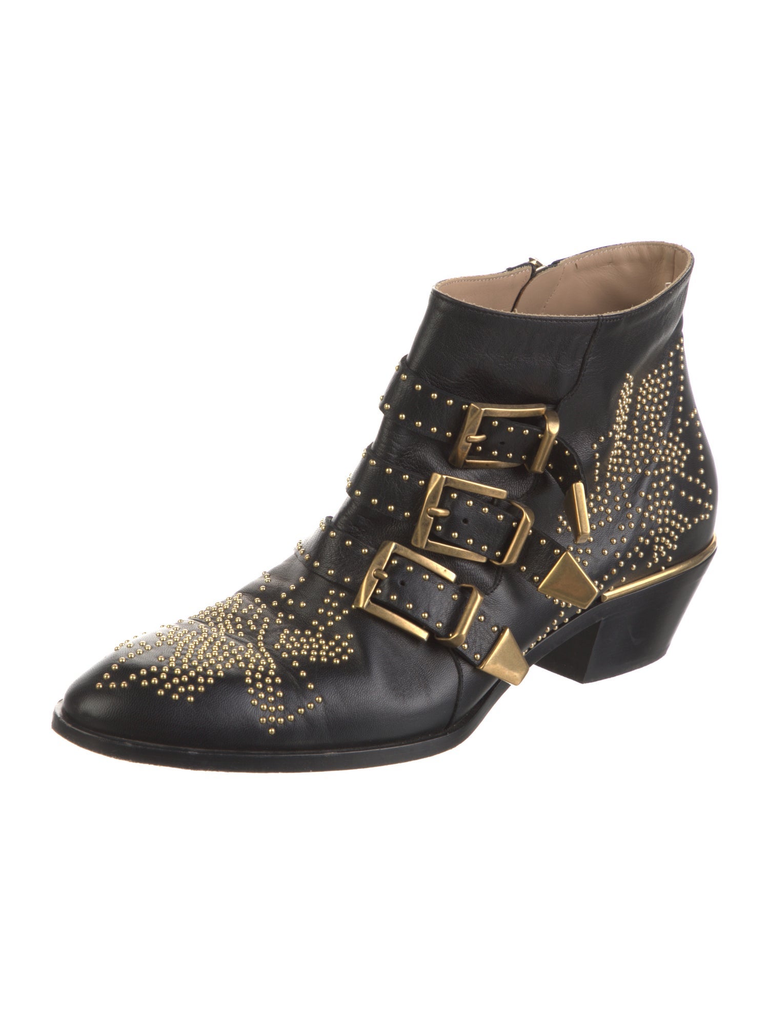 Chloé Leather Studded Accents Boots
