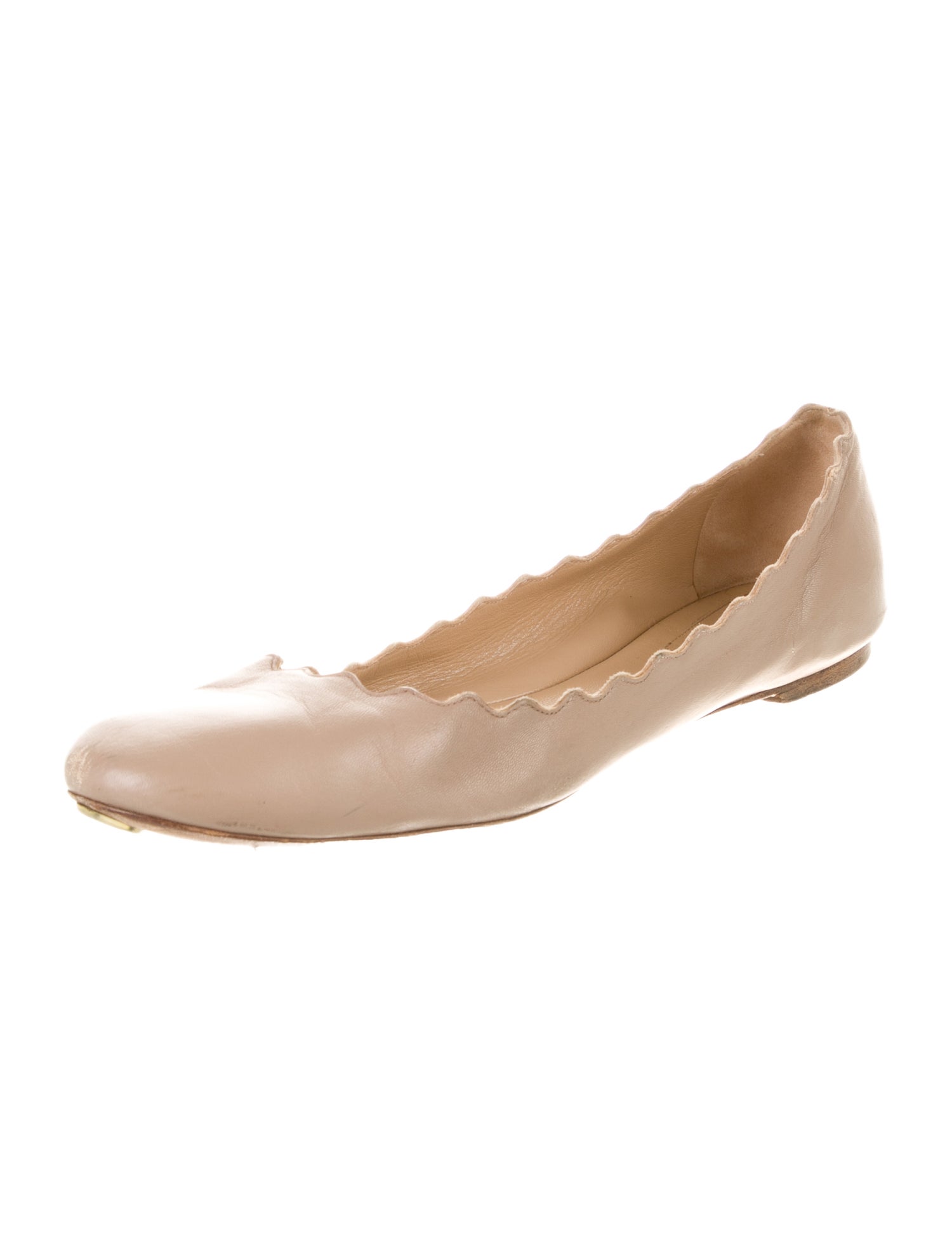 Chloé Leather Scalloped Accent Ballet Flats
