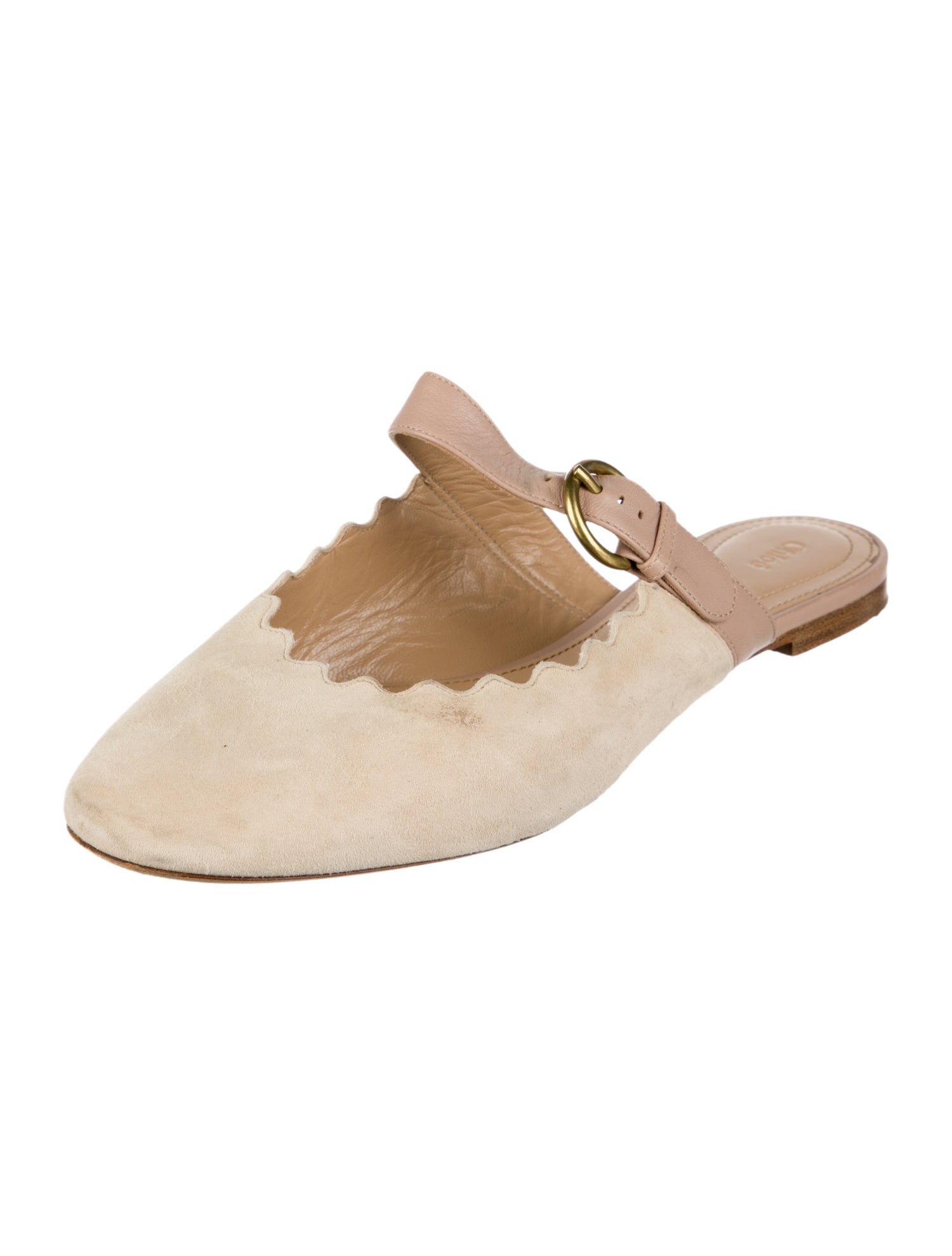 Chloé Suede Scalloped Accent Mules