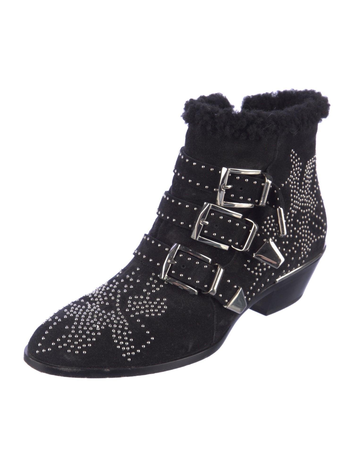 Chloé Suede Studded Accents Western Boots