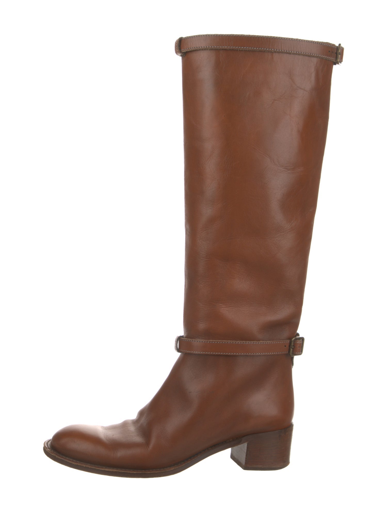 Chloé Leather Whipstitch Trim Riding Boots