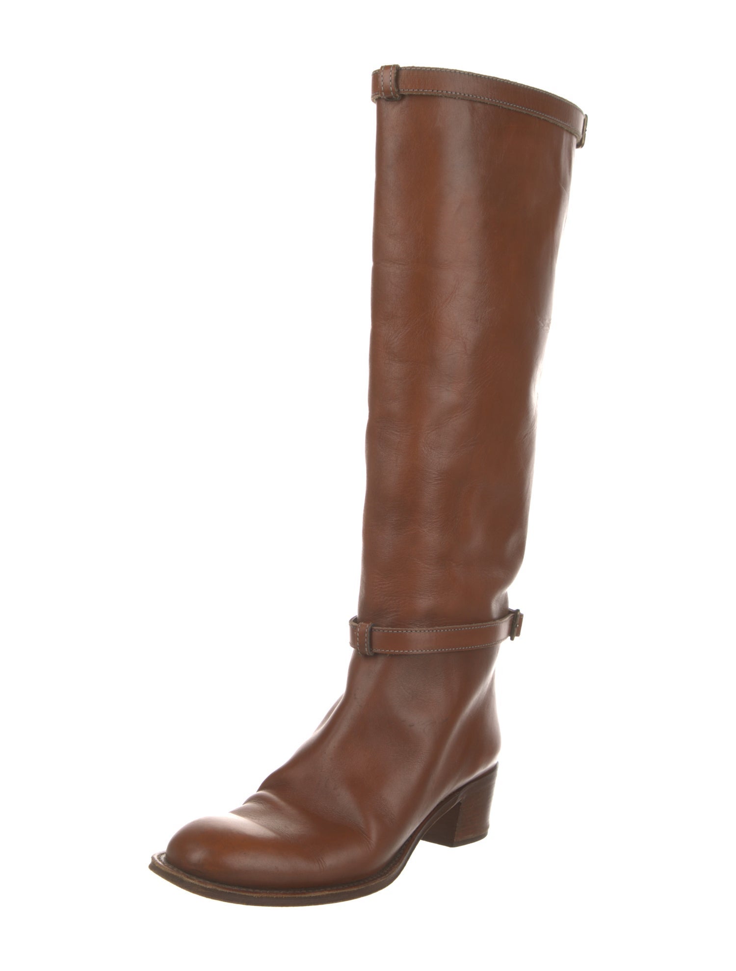 Chloé Leather Whipstitch Trim Riding Boots