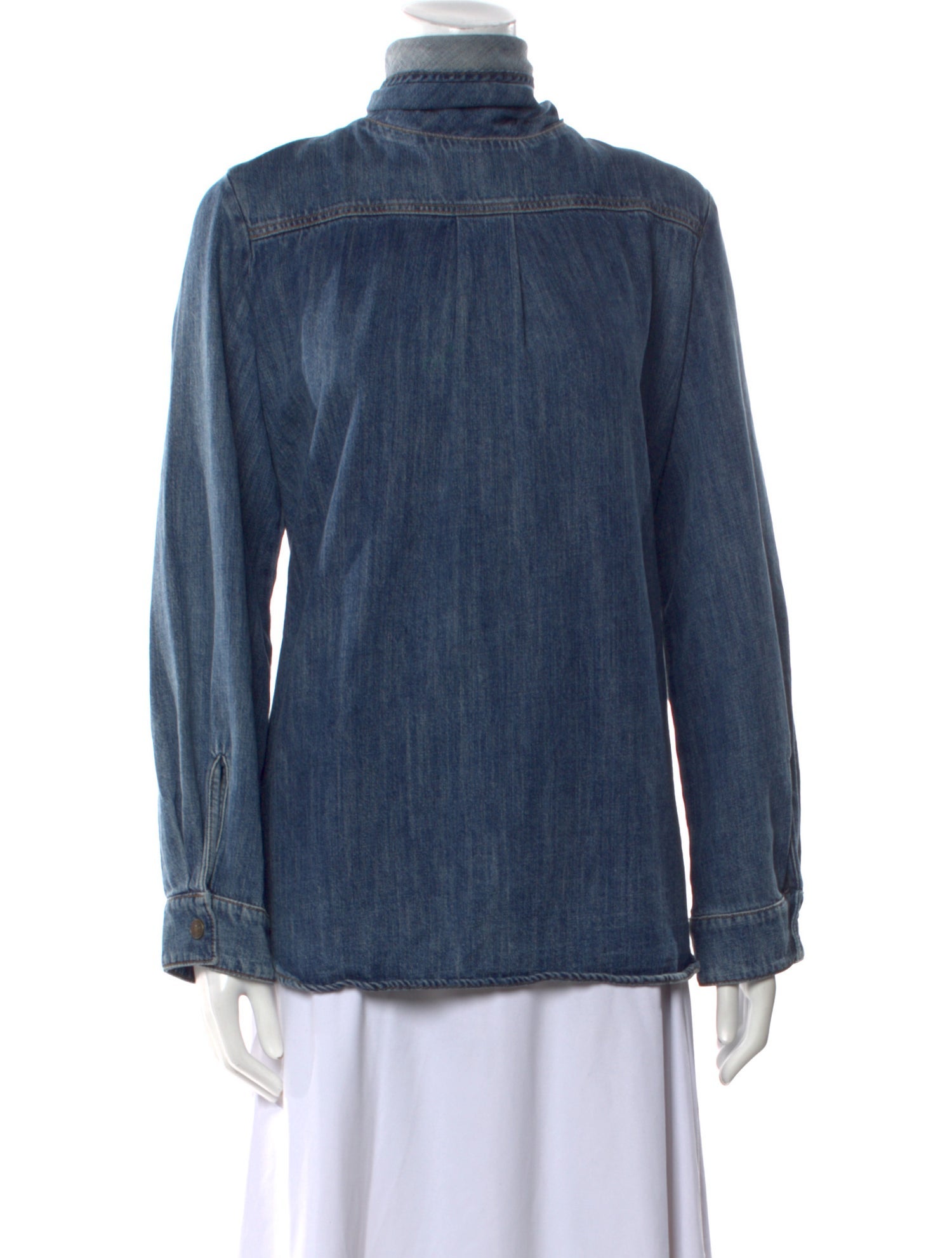 Chloé Mock Neck Long Sleeve Button-Up Top