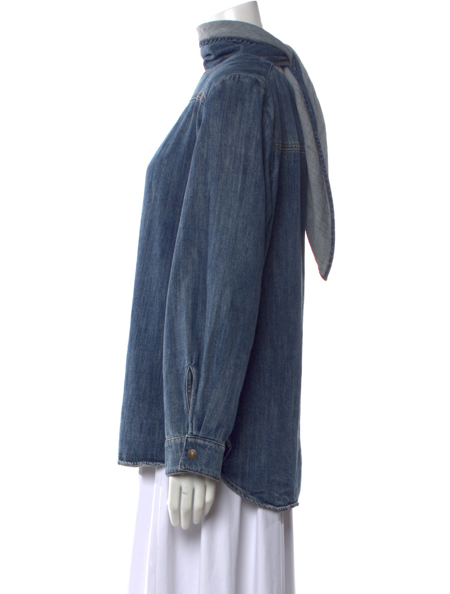 Chloé Mock Neck Long Sleeve Button-Up Top