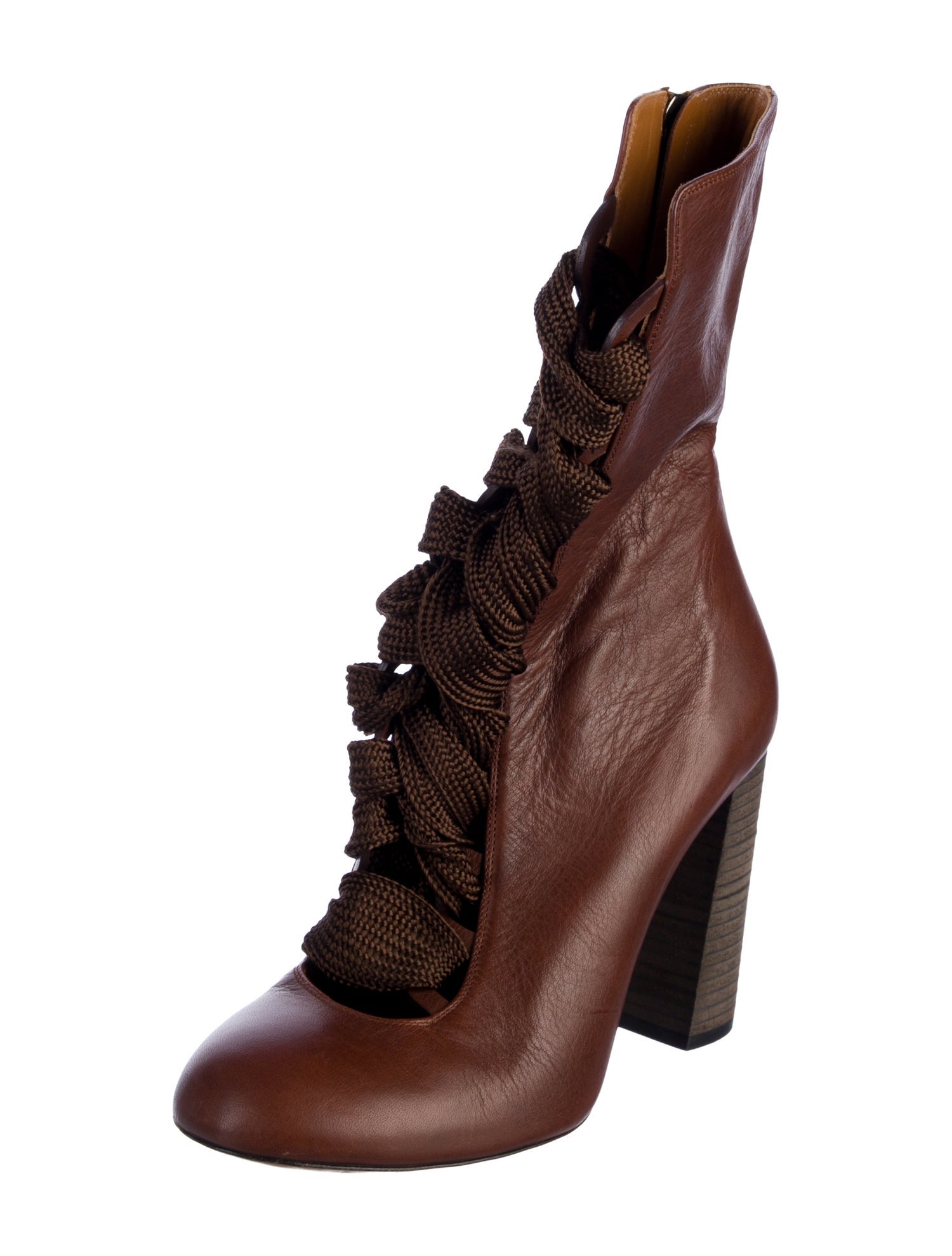 Chloé Leather Lace-Up Boots