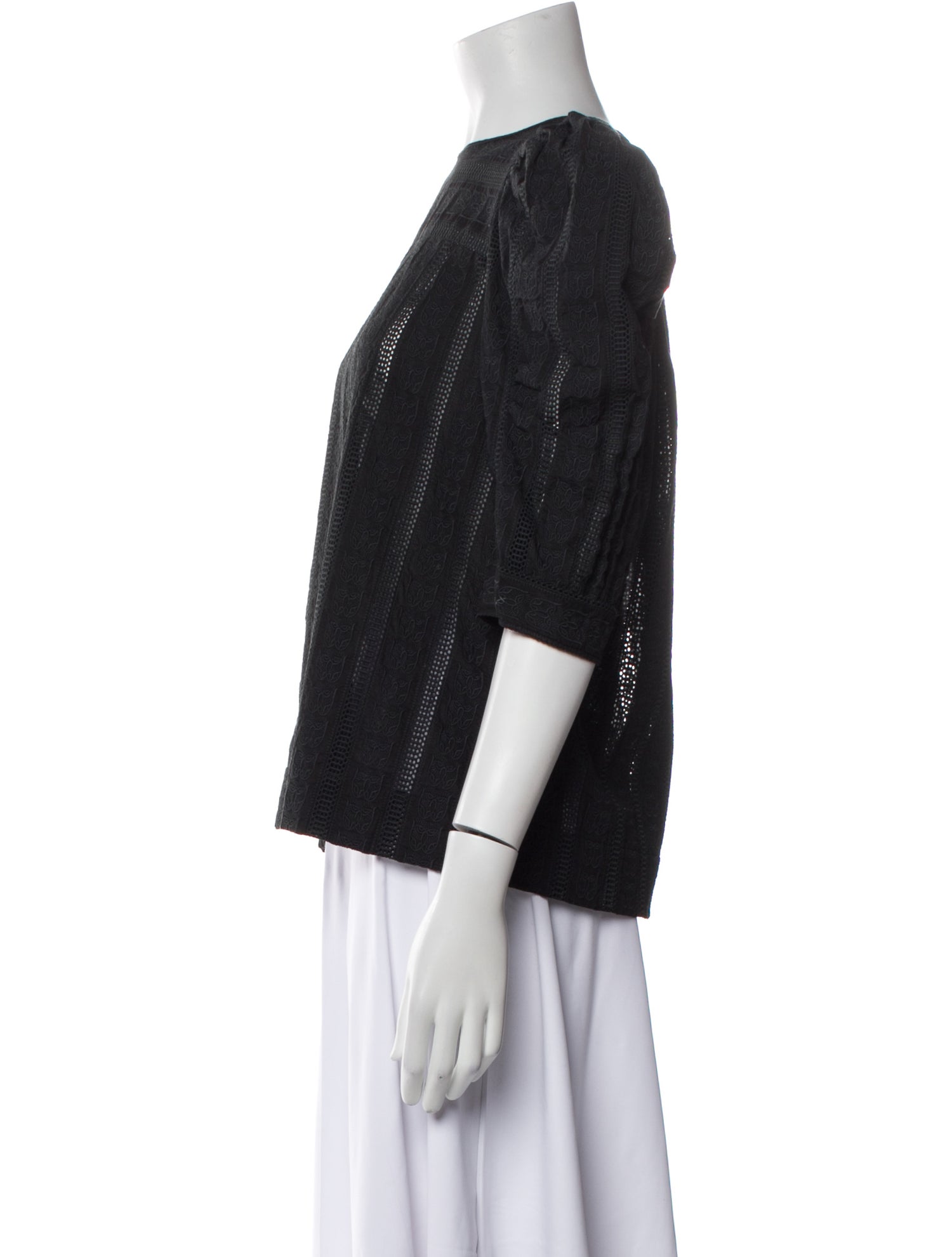 Chloé Bateau Neckline Three-Quarter Sleeve Blouse