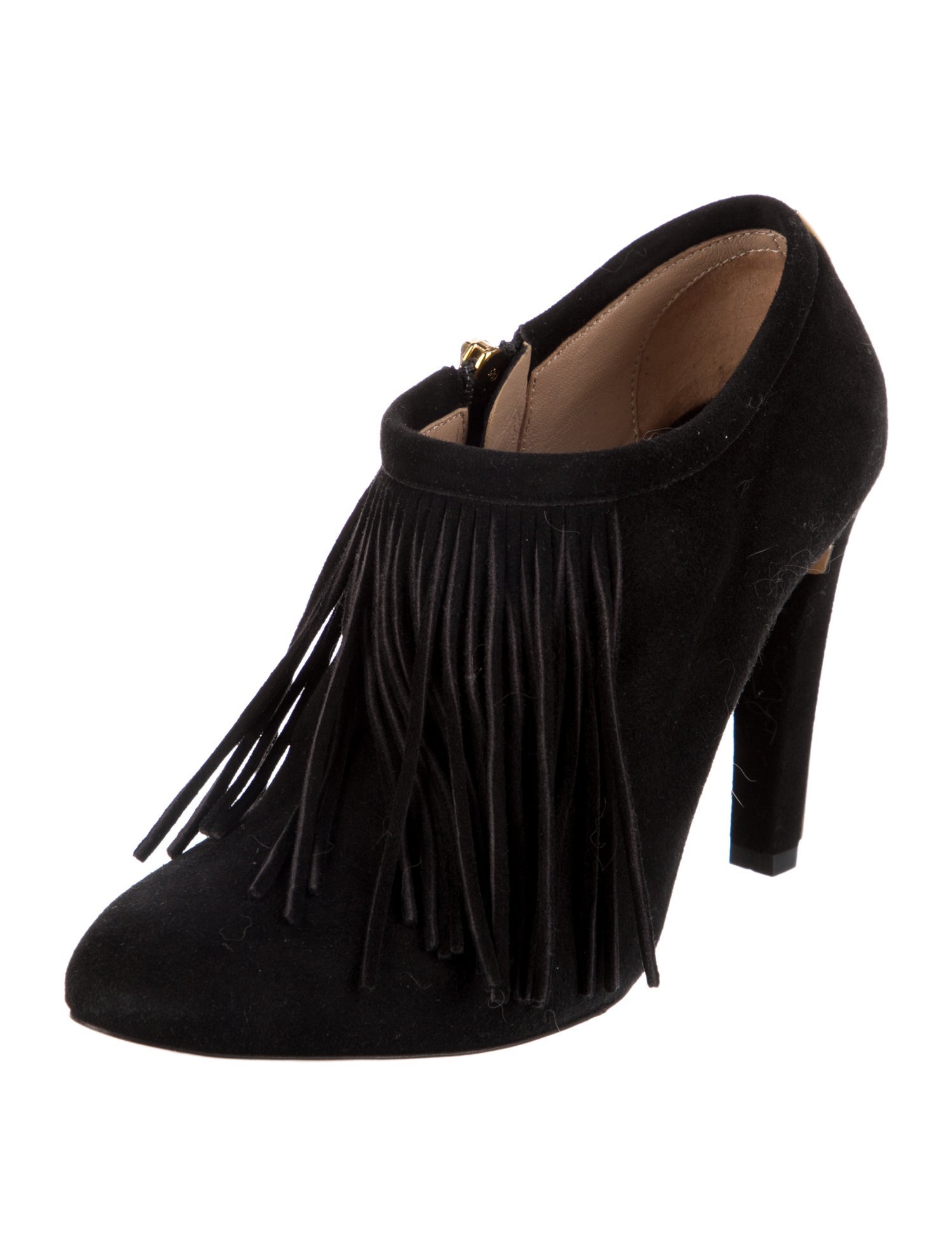 Chloé Suede Fringe Trim Accent Pumps
