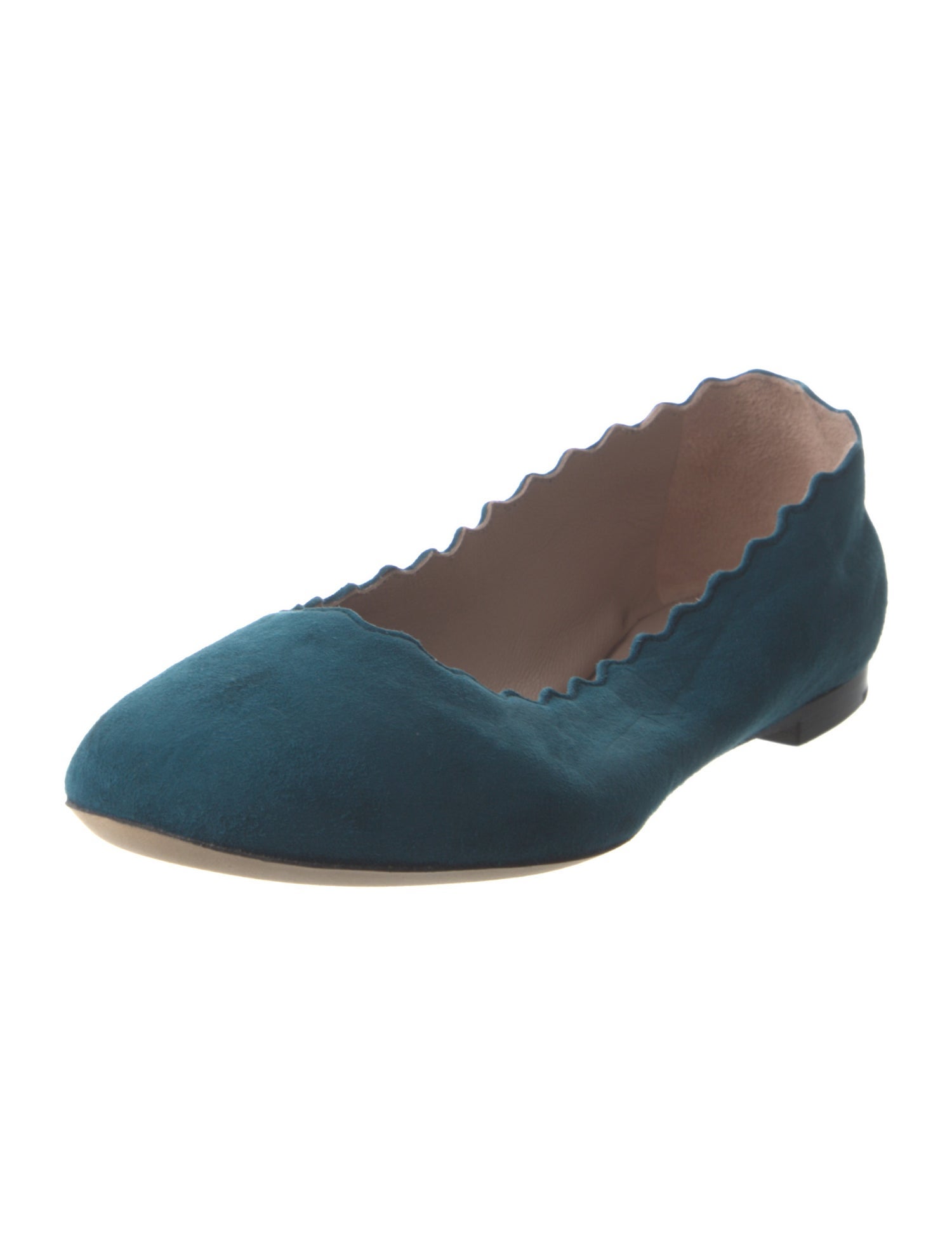 Chloé Suede Scalloped Accent Ballet Flats