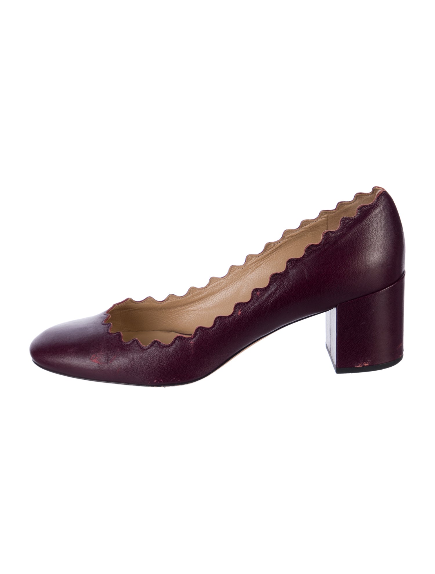Chloé Leather Scalloped Accent Pumps