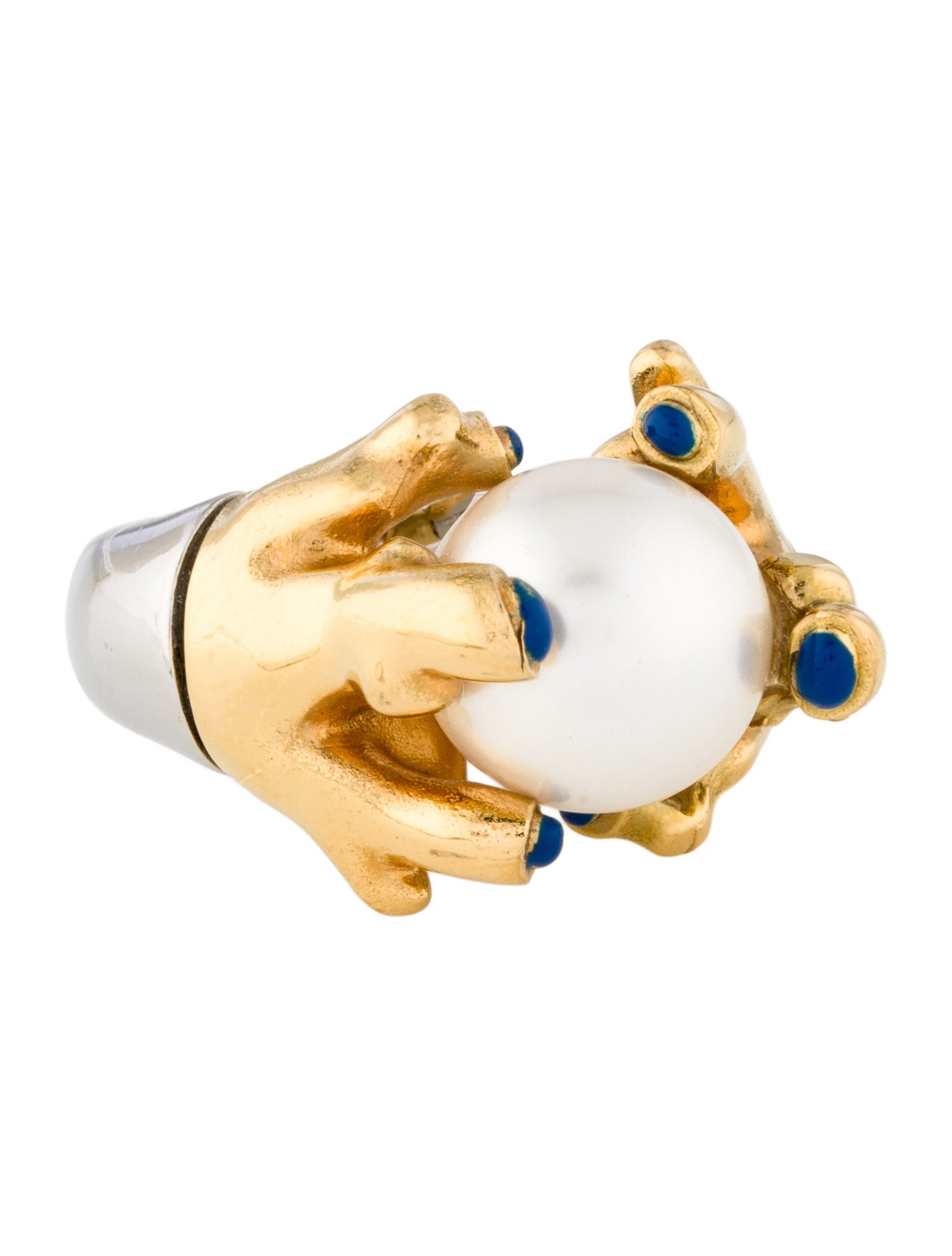 Chloé Pearl & Enamel Two-Tone Connie Cocktail Ring