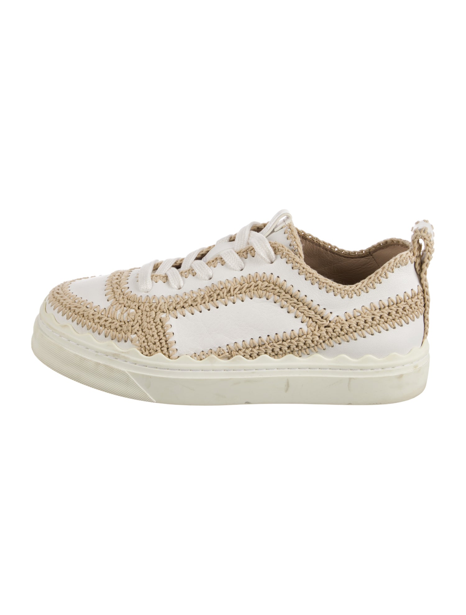Chloé Leather Colorblock Pattern Sneakers
