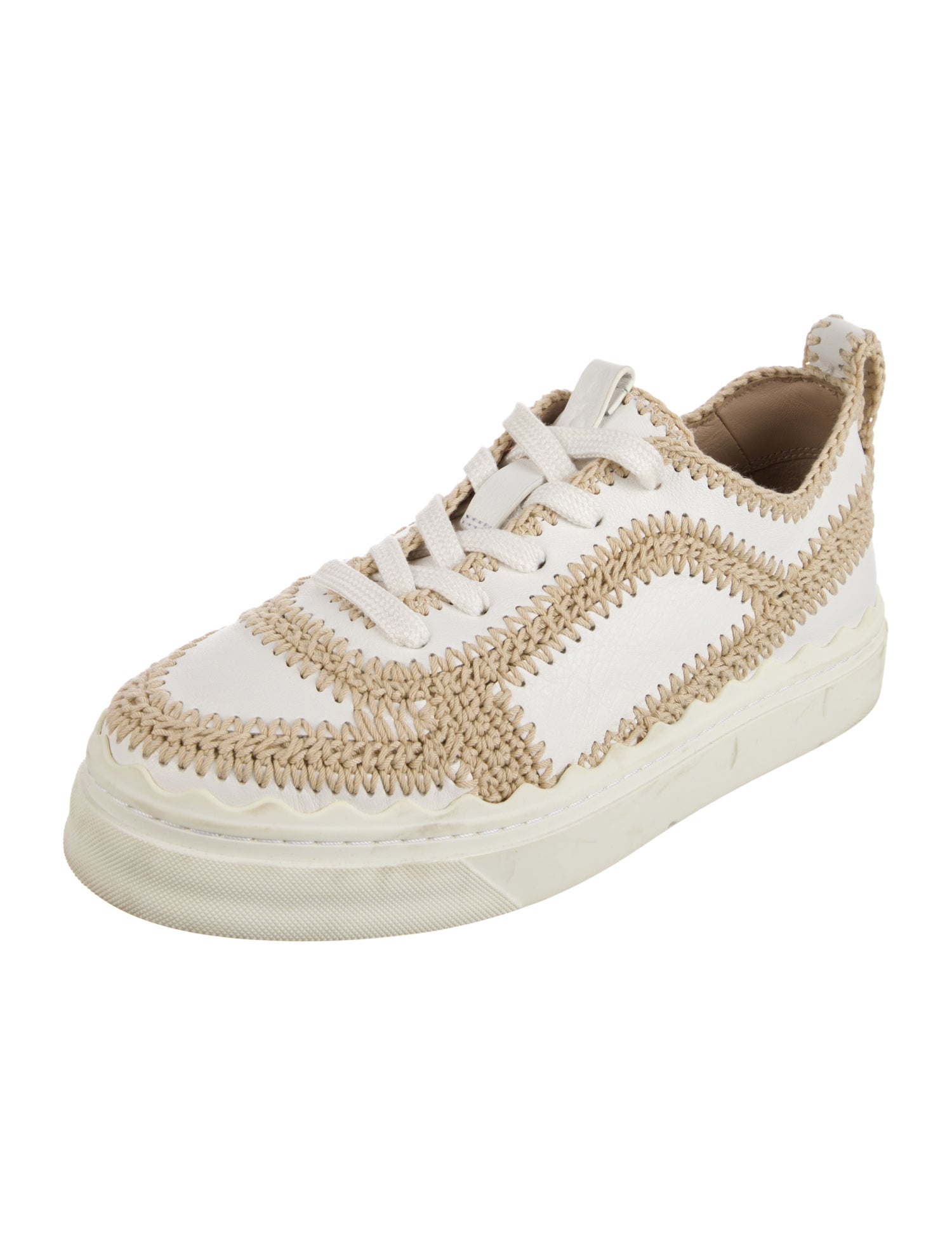 Chloé Leather Colorblock Pattern Sneakers