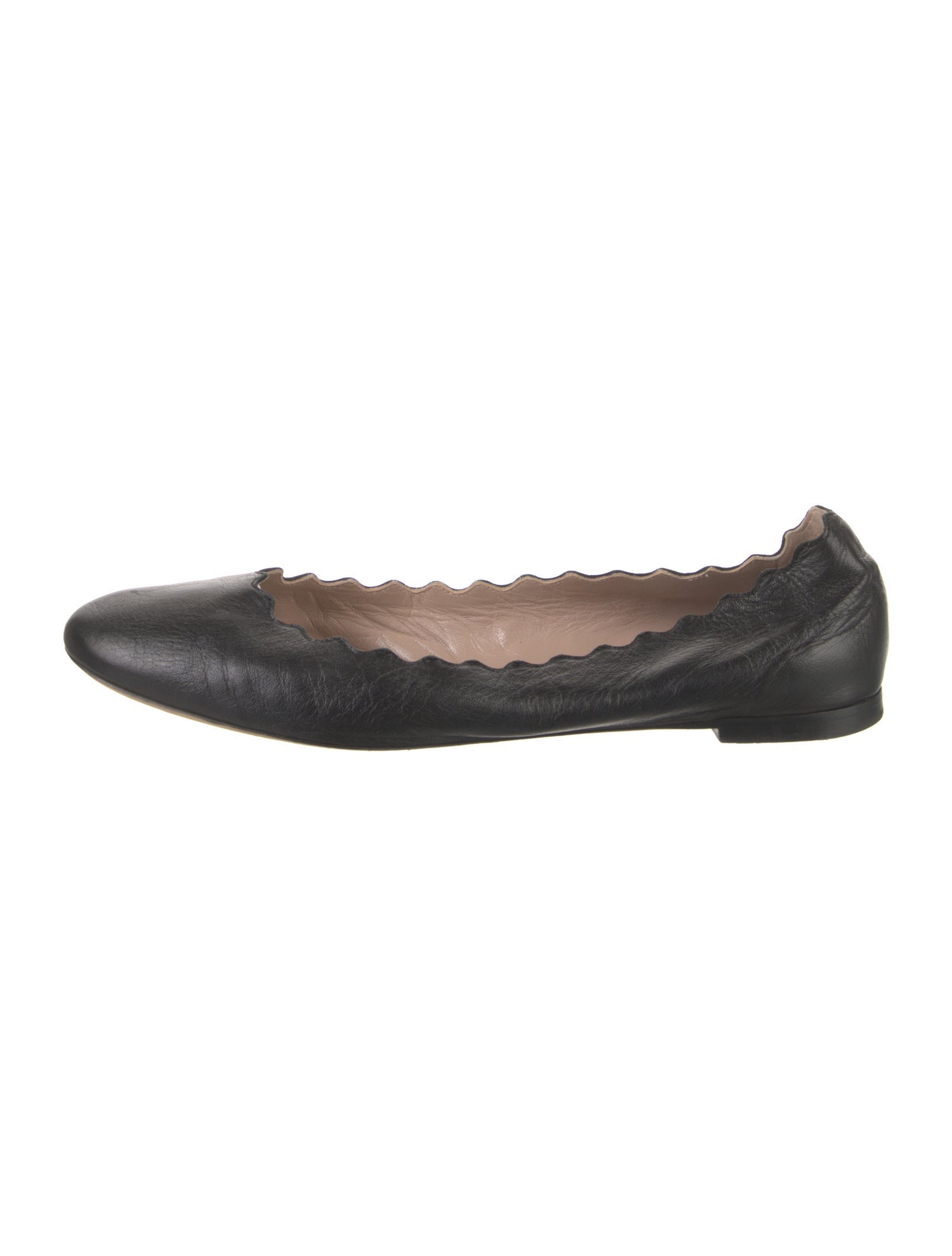 Chloé Leather Scalloped Accent Ballet Flats