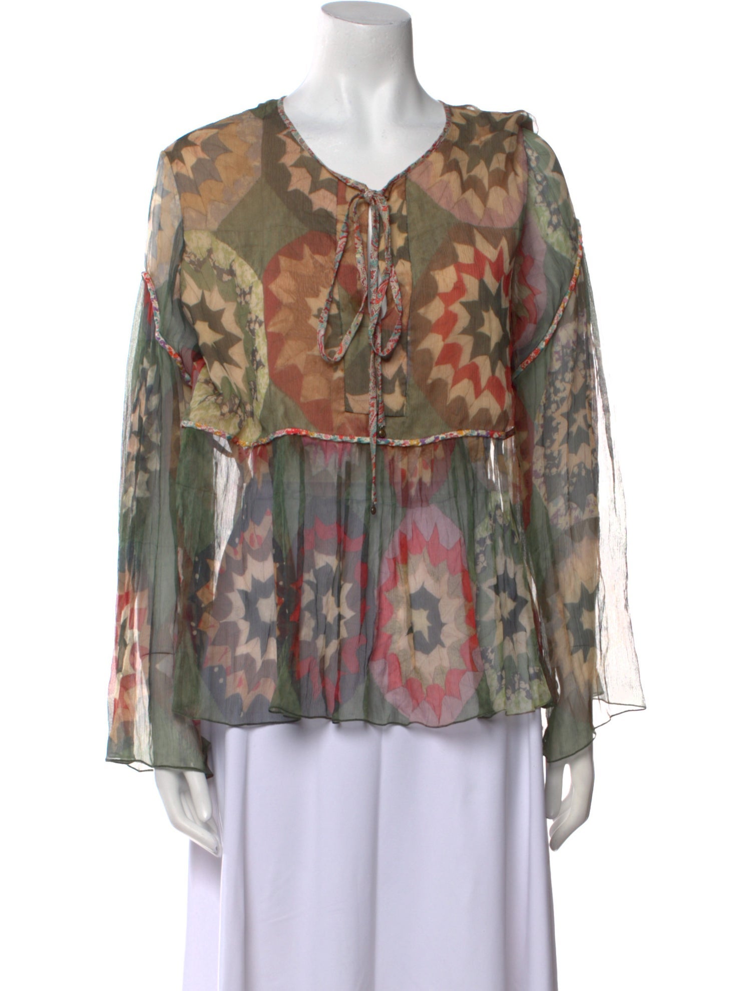 Chloé Floral Print V-Neck Blouse