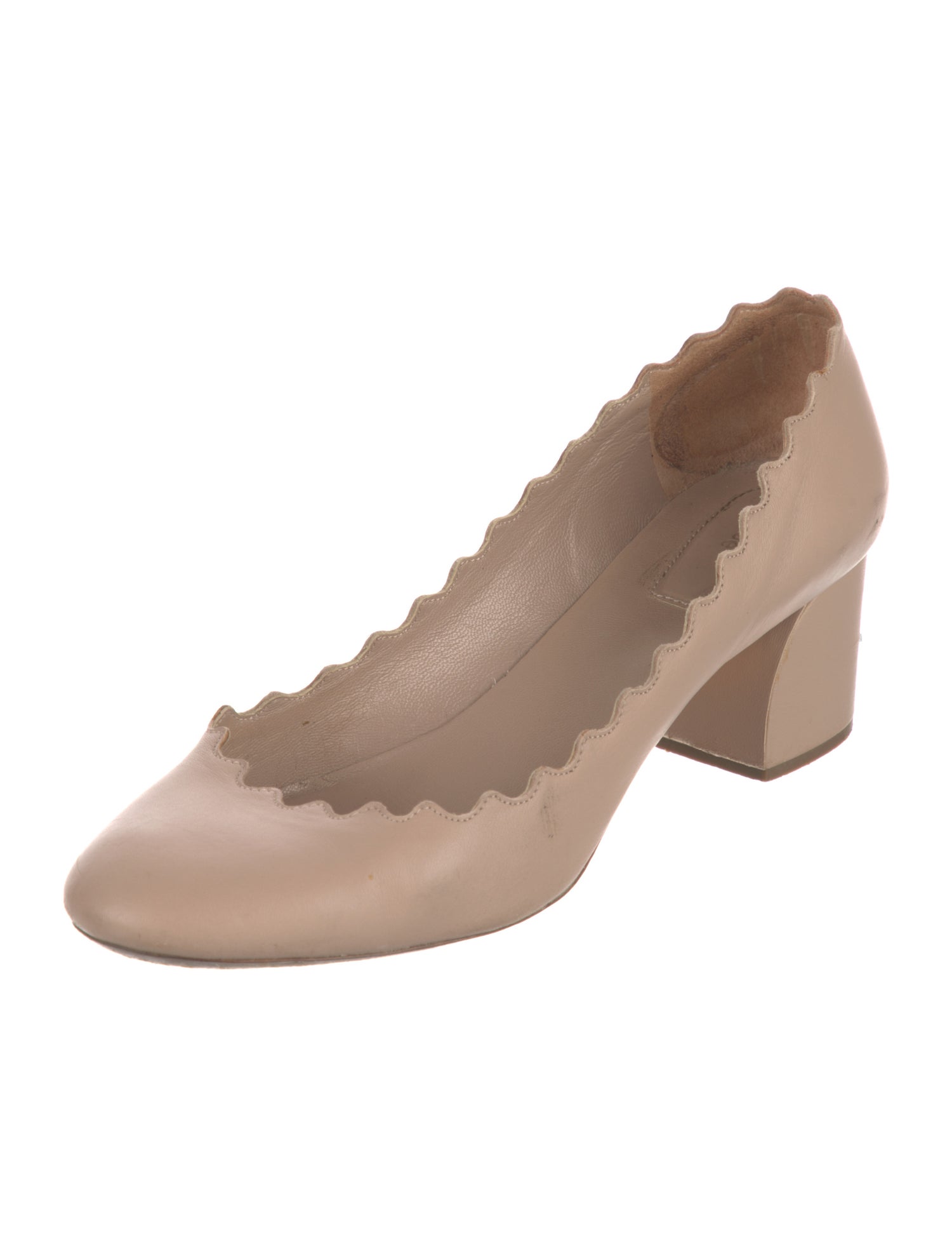 Chloé Leather Scalloped Accent Pumps
