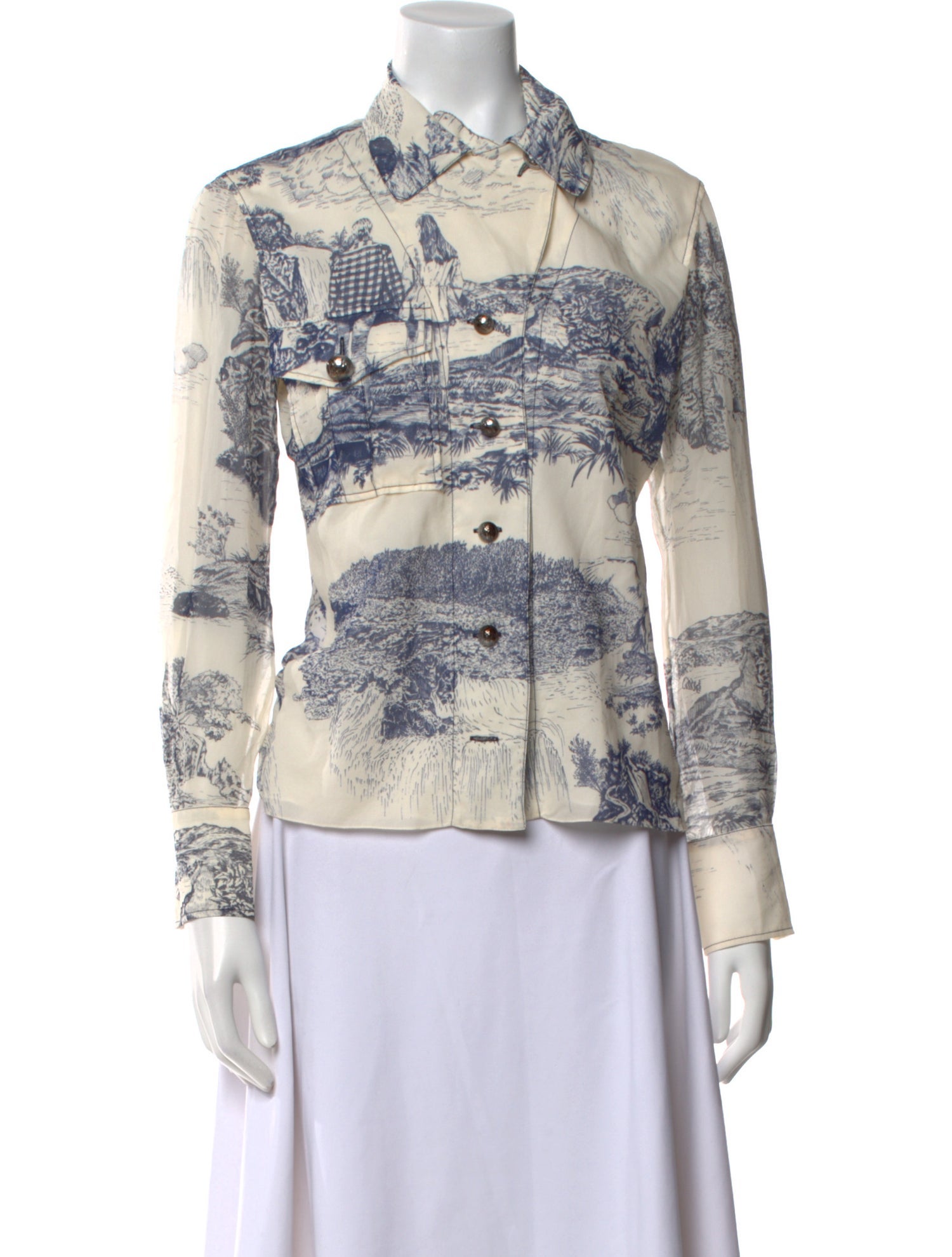 Chloé Silk Printed Button-Up Top