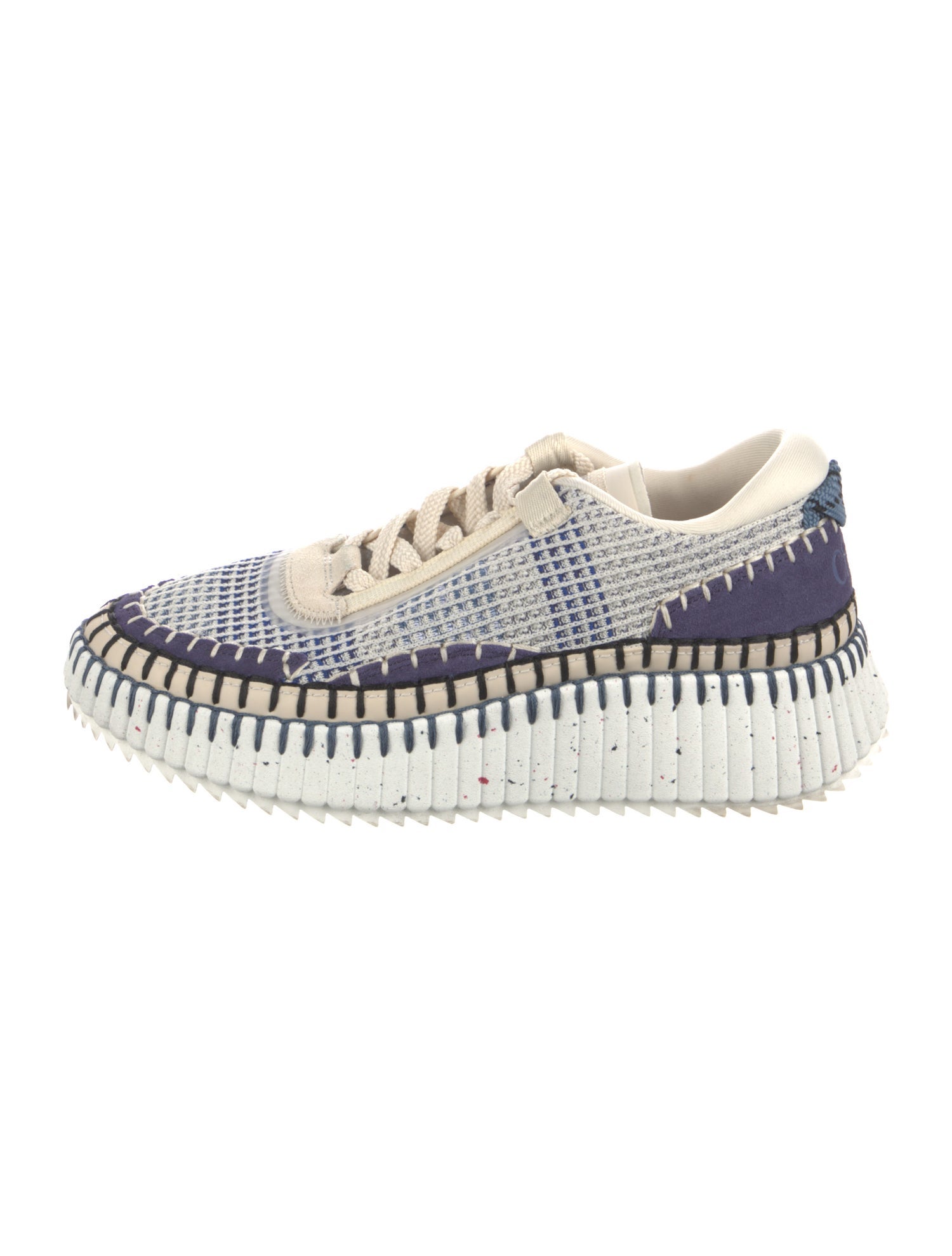 Chloé Plaid Print Whipstitch Trim Sneakers