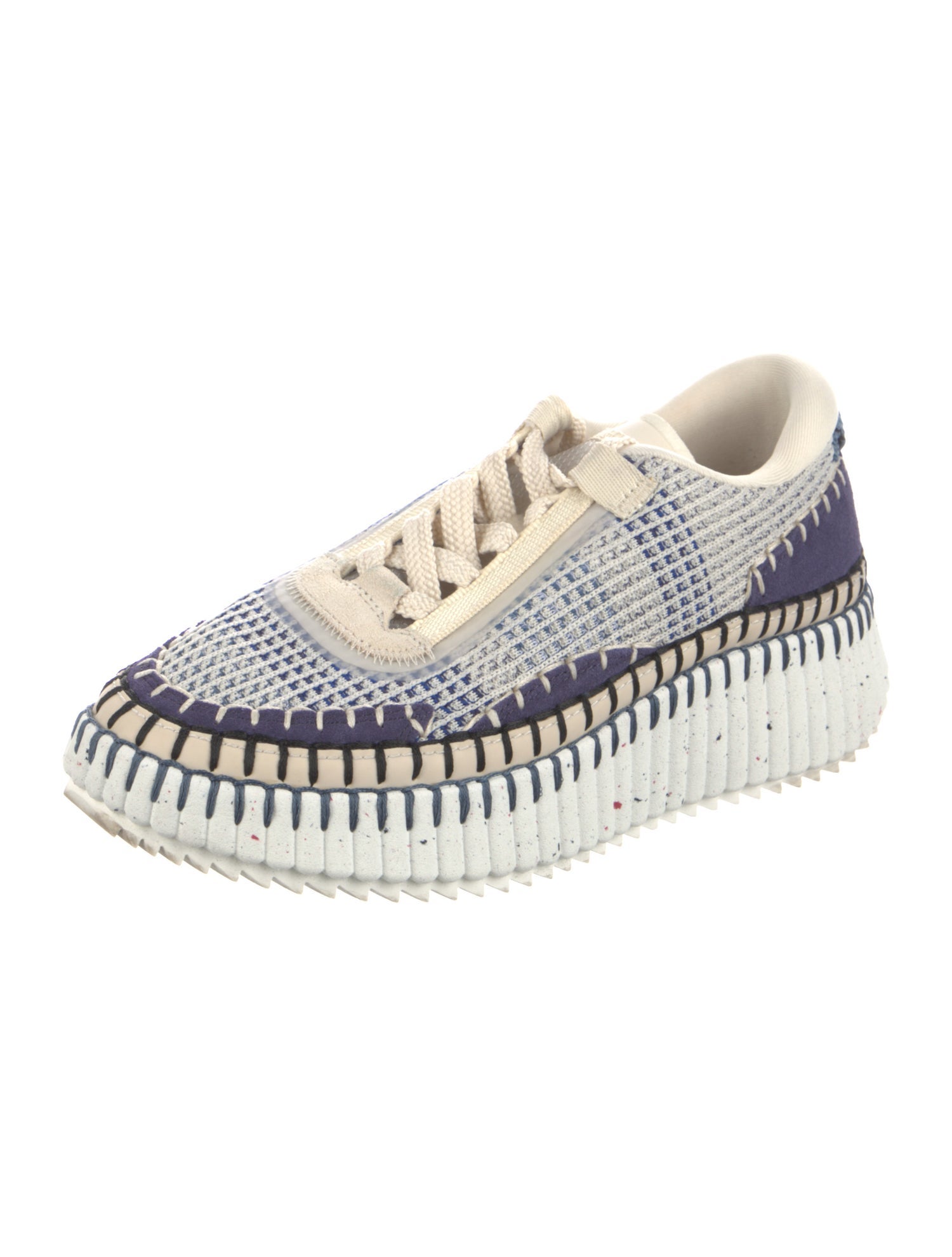 Chloé Plaid Print Whipstitch Trim Sneakers