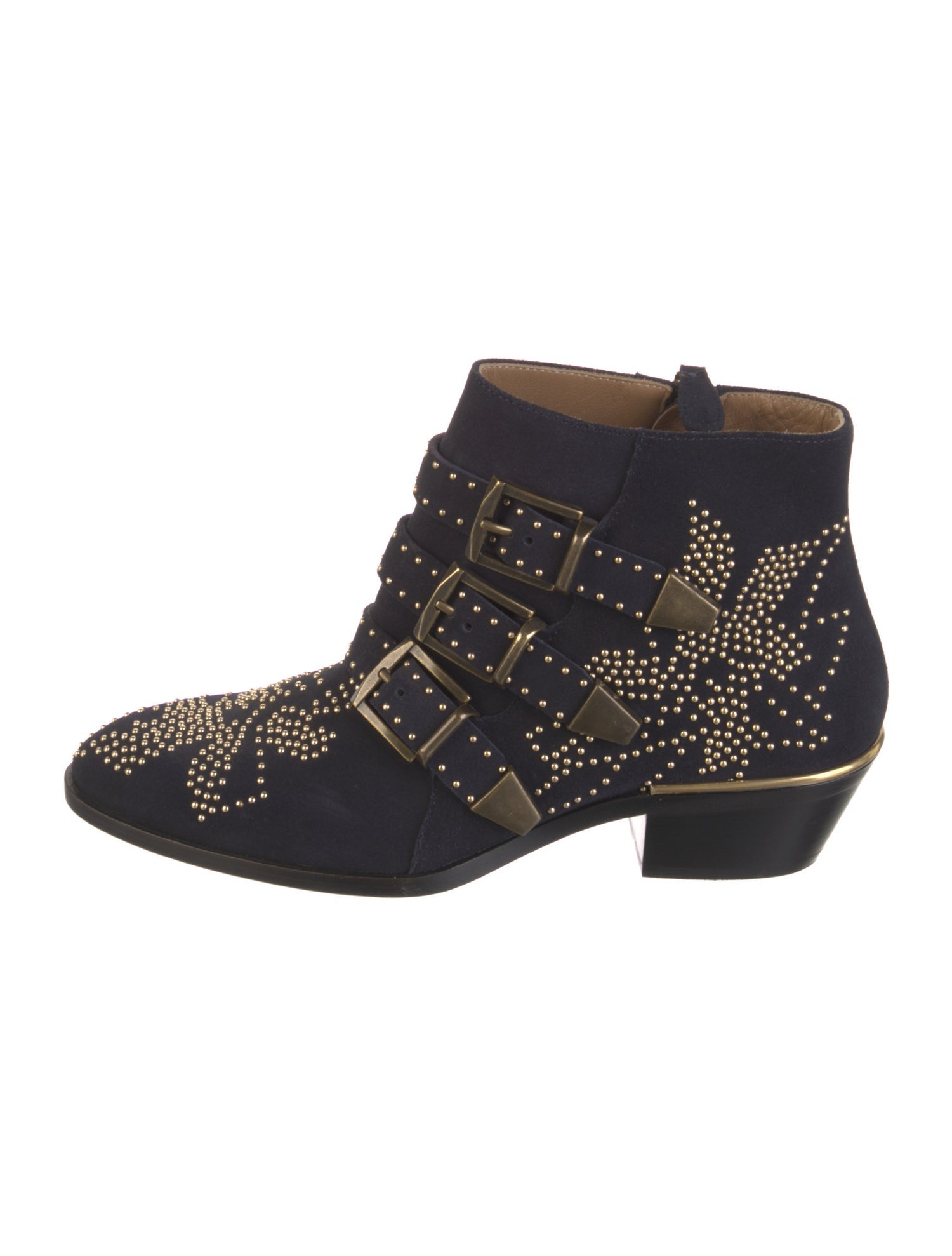 Chloé Suede Studded Accents Western Boots
