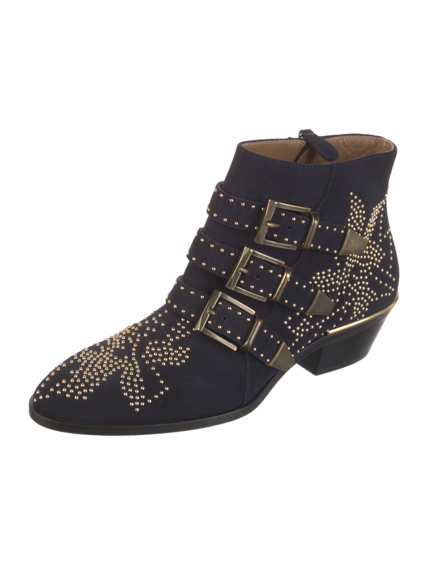 Chloé Suede Studded Accents Western Boots