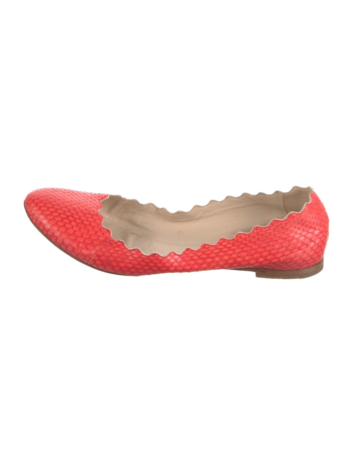 Chloé Python Scalloped Accent Ballet Flats
