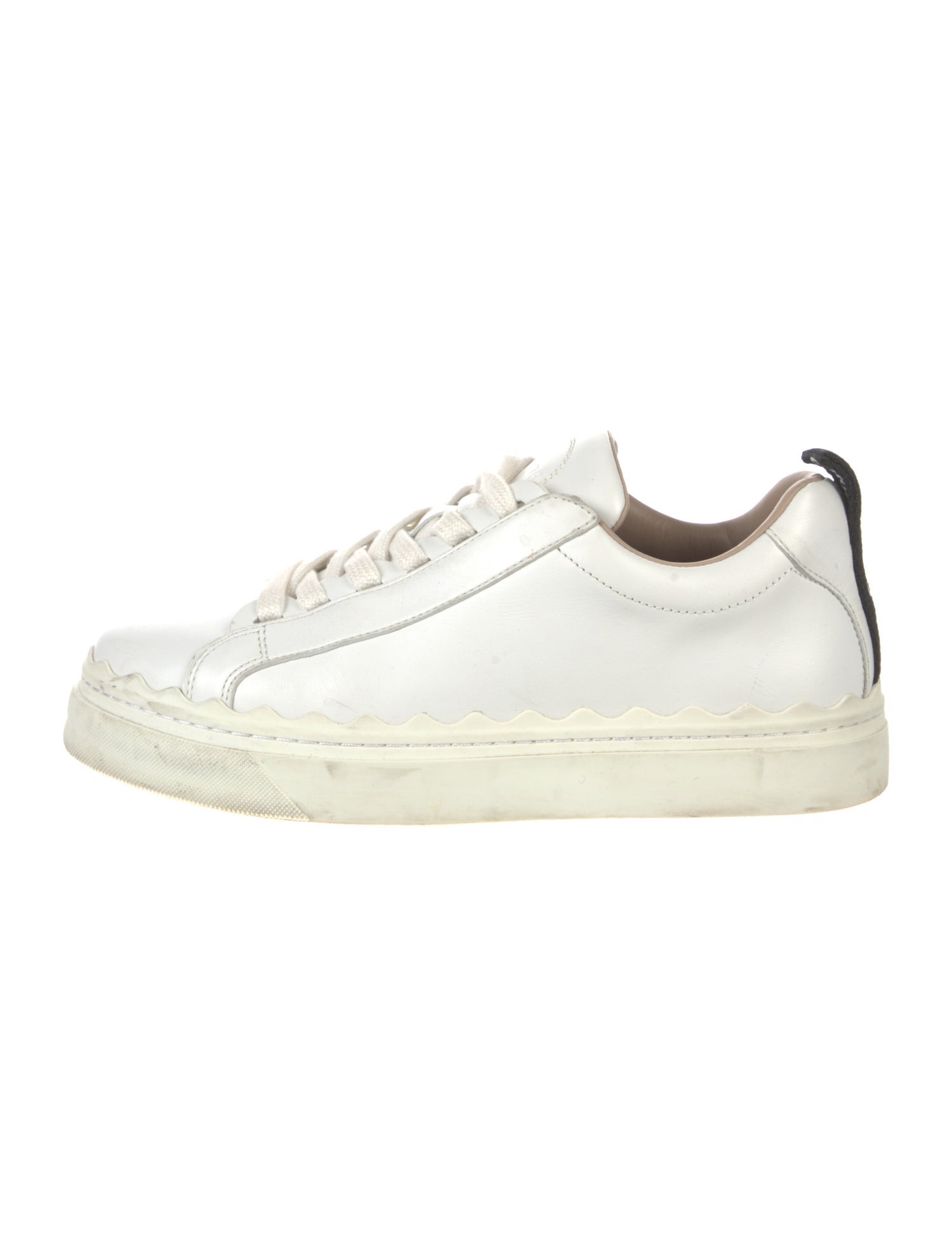 Chloé Leather Scalloped Accent Sneakers