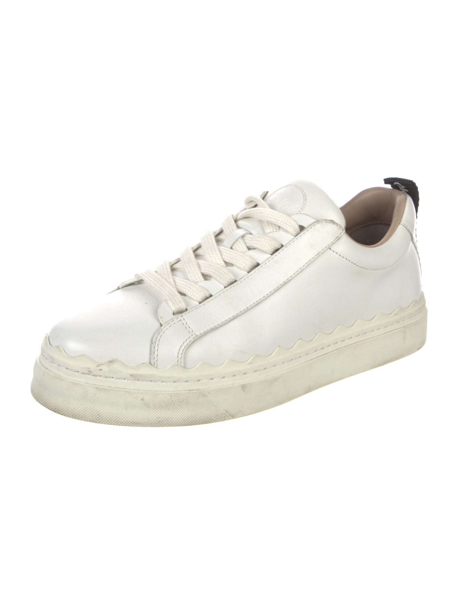 Chloé Leather Scalloped Accent Sneakers