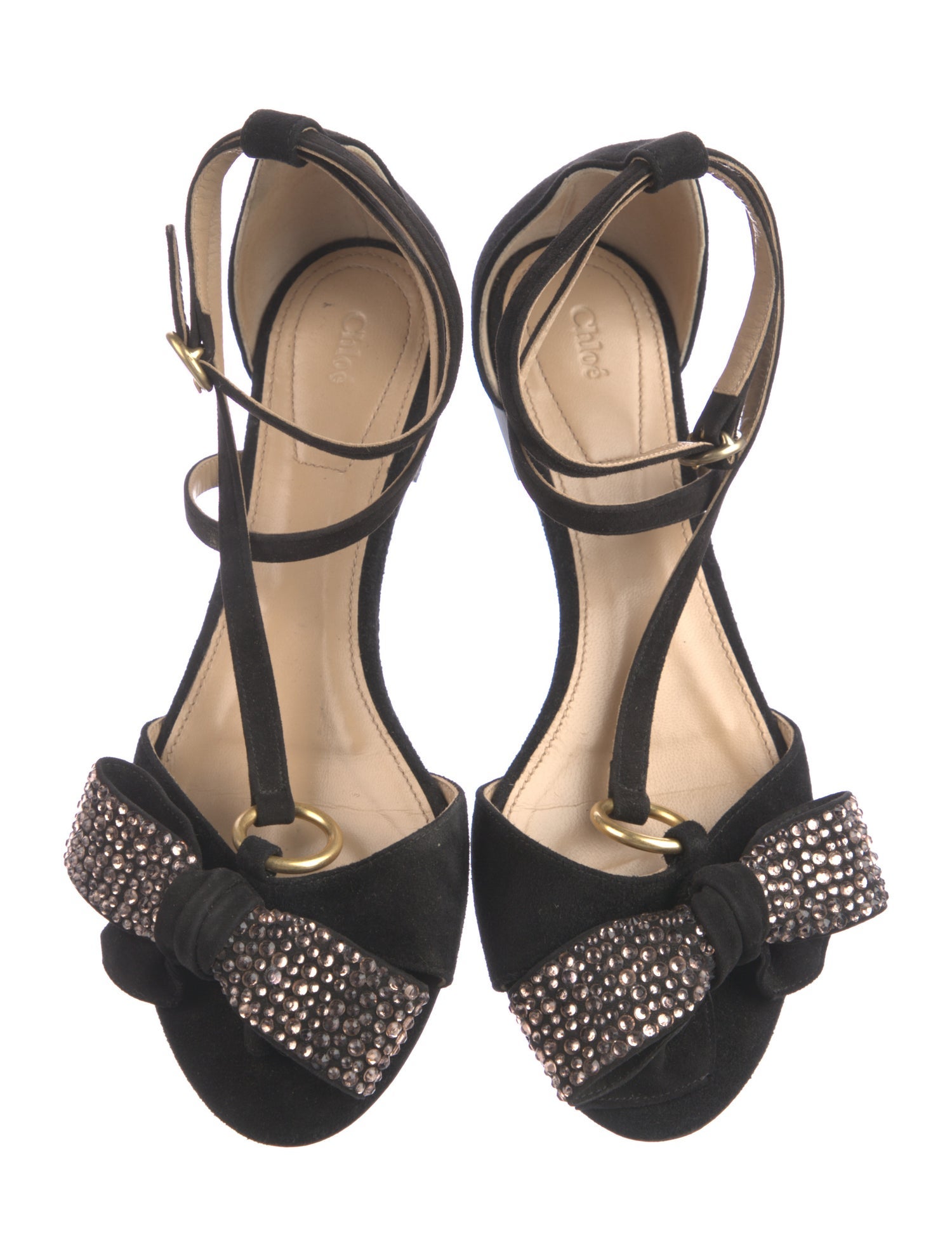 Chloé Suede Bow Accents Sandals