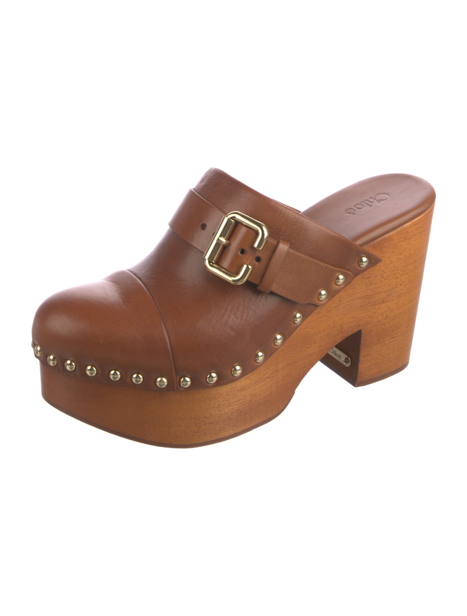 Chloé Leather Studded Accents Mules