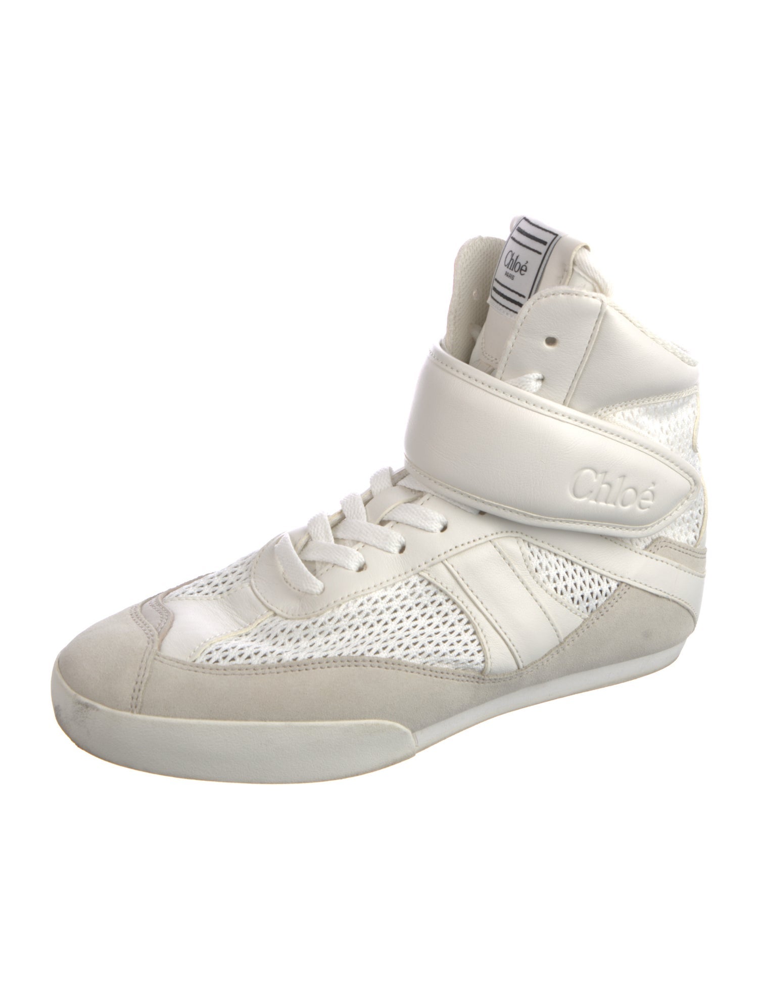 Chloé Leather Mesh Accents Wedge Sneakers